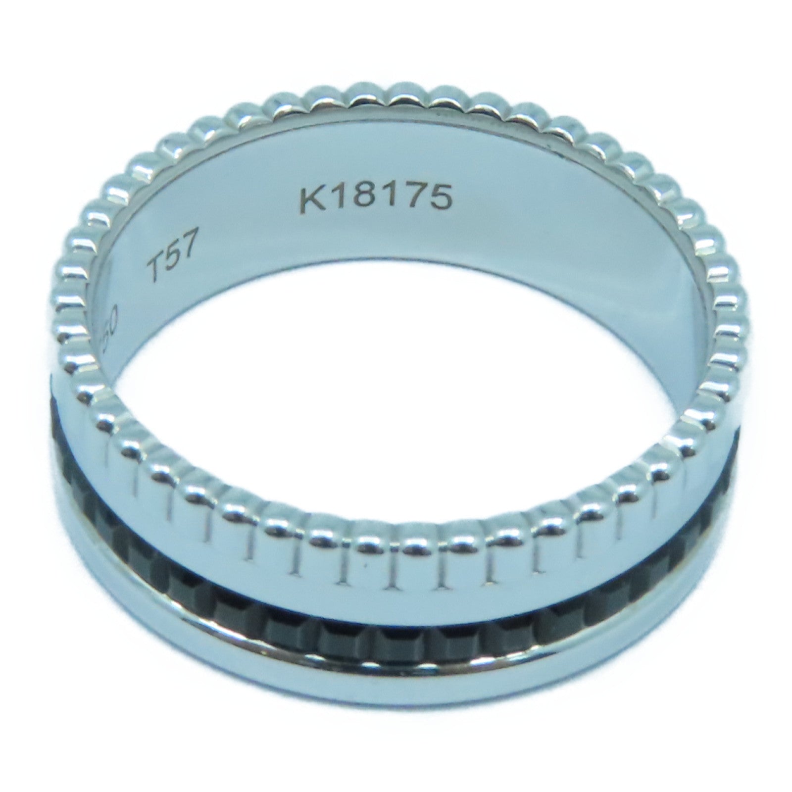 Boucheron 18K白金Quatre Classique戒指銀色/黑色US#7.75