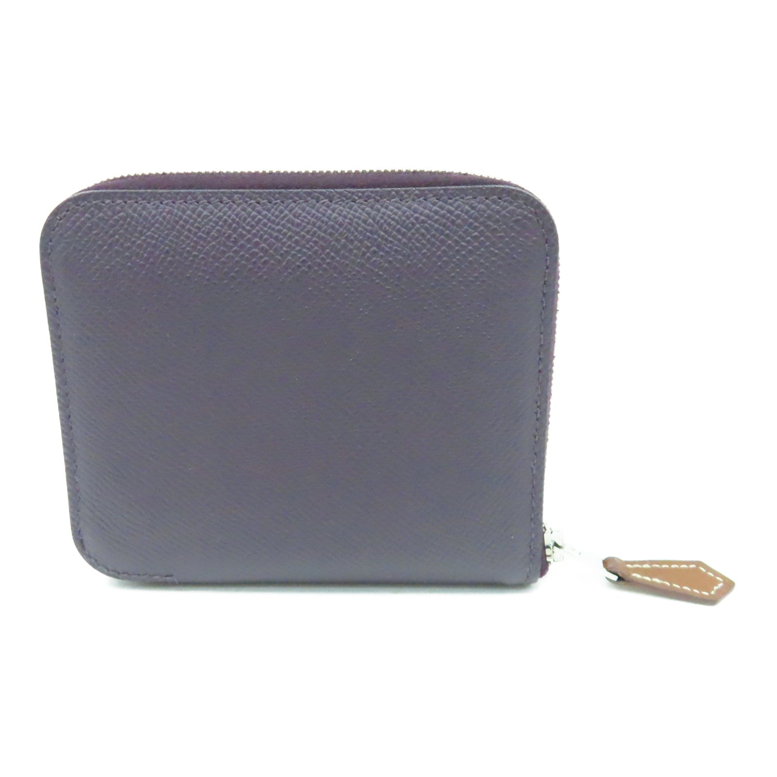 HERMES Veau Epsom皮革Silkin Wallet银扣钱包葡萄紫色