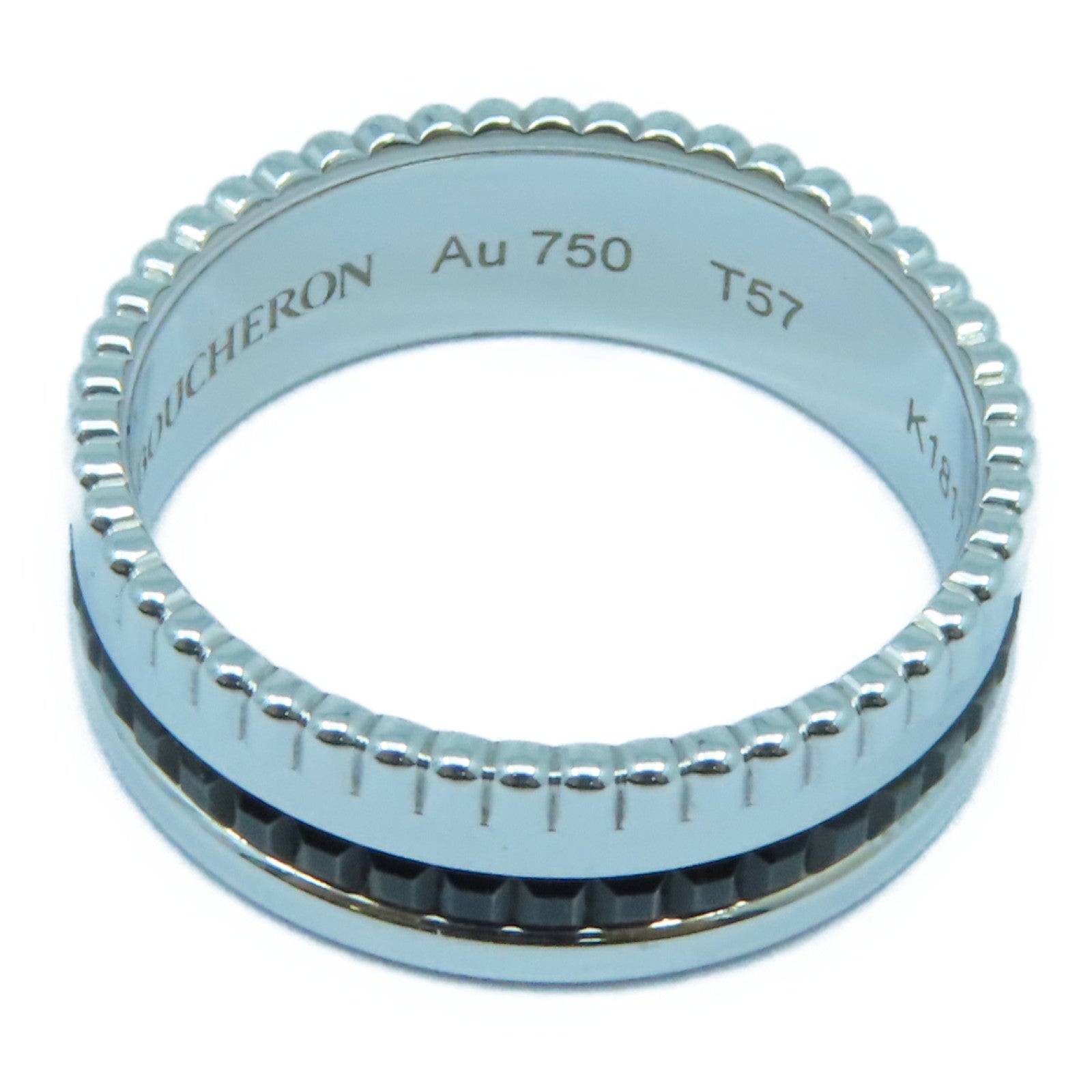 Boucheron 18K白金Quatre Classique戒指銀色/黑色US#7.75