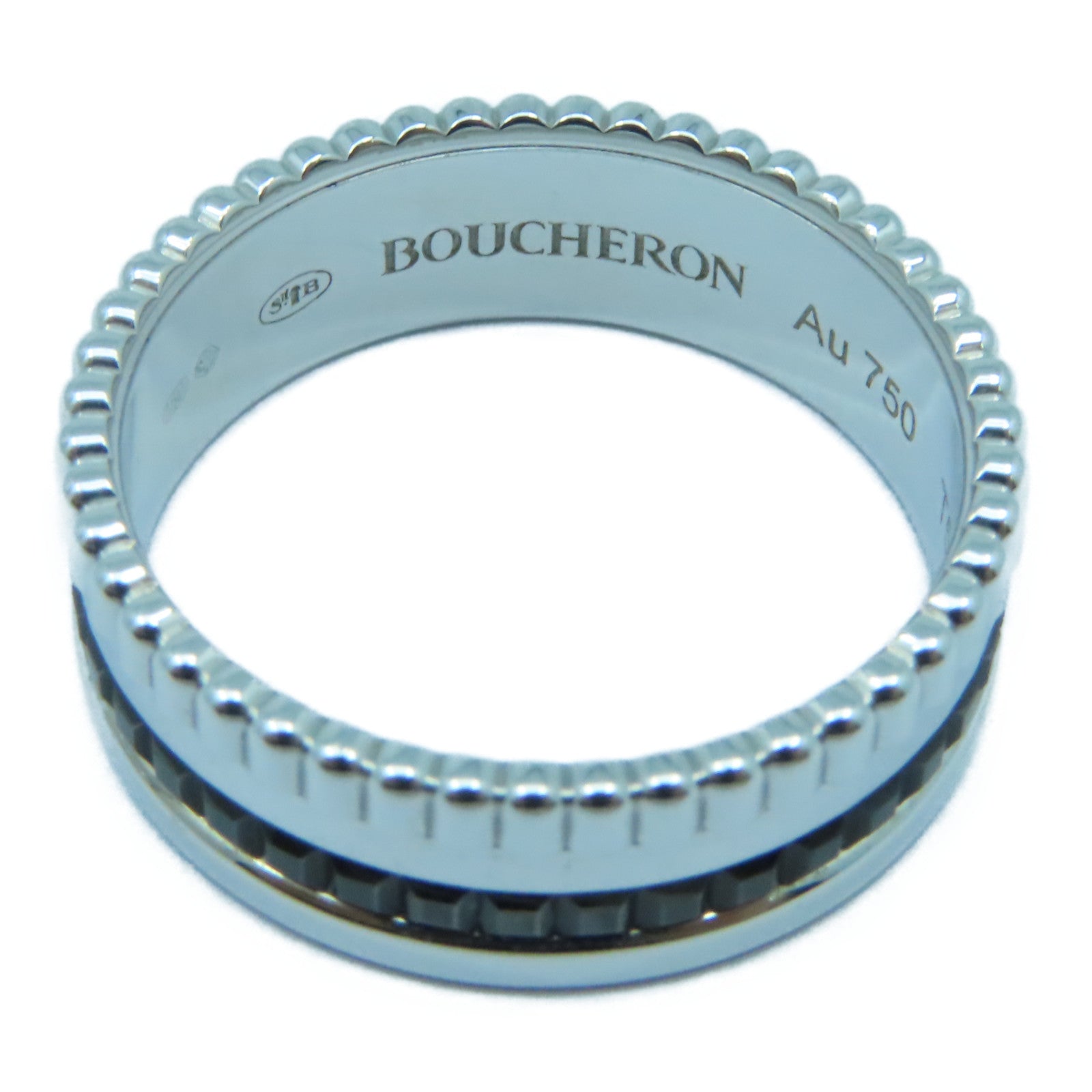 Boucheron 18K白金Quatre Classique戒指銀色/黑色US#7.75