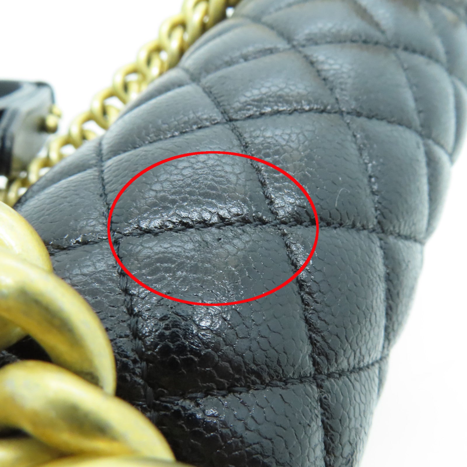 CHANEL 菱格Caviar皮革Boy Chain Shoulder金扣鏈帶肩背袋黑色