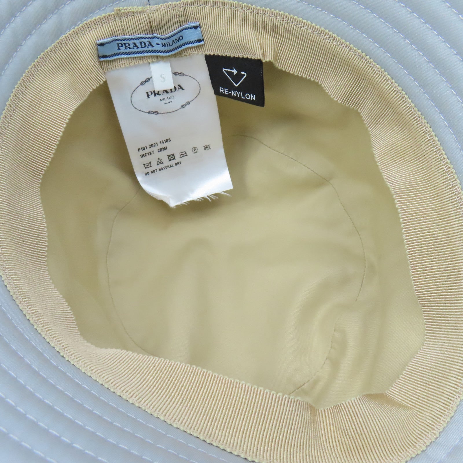 PRADA 尼龍Bagged Hat Small帽子灰藍色