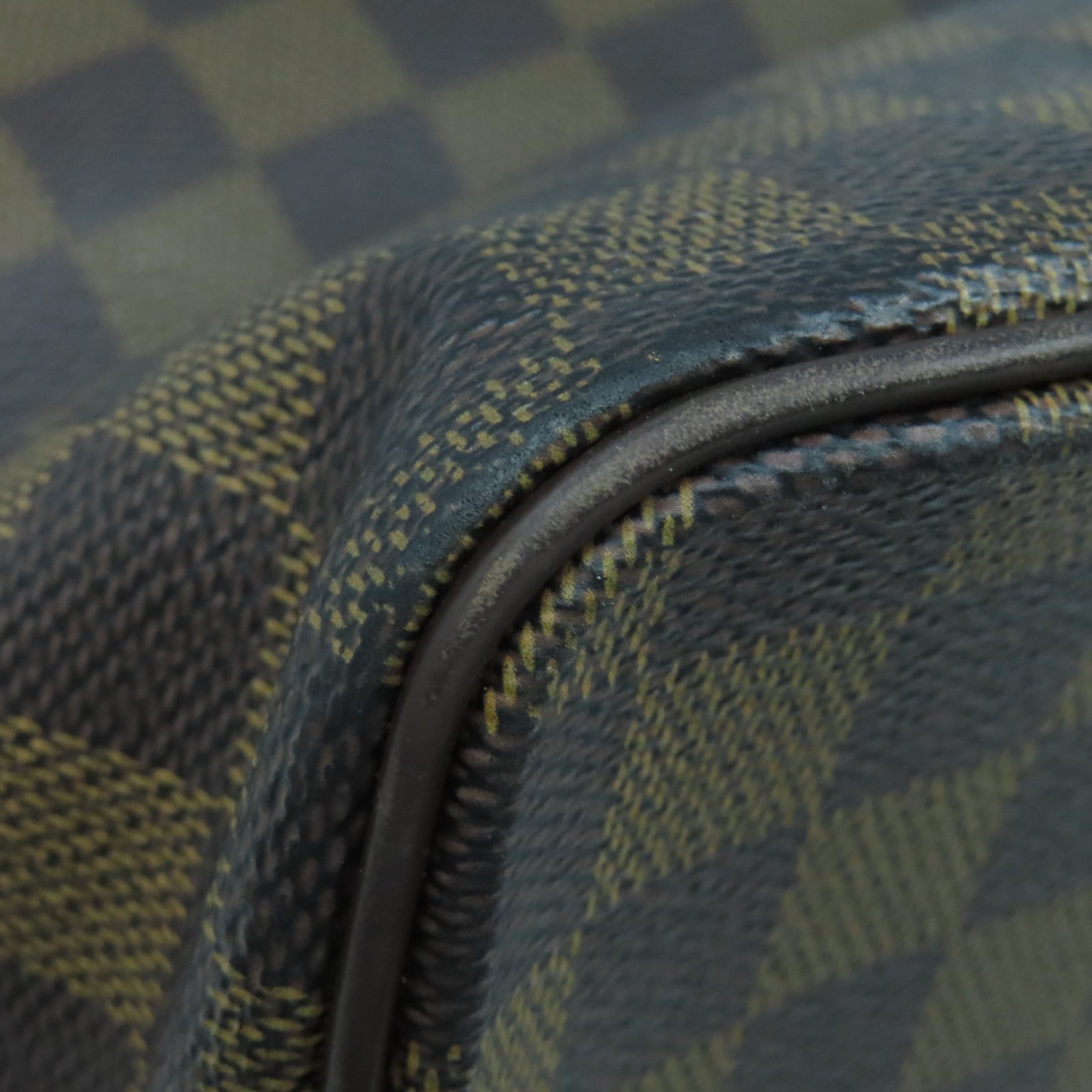 LOUIS VUITTON Damier Ebene Saleya MM金扣手挽袋棕色