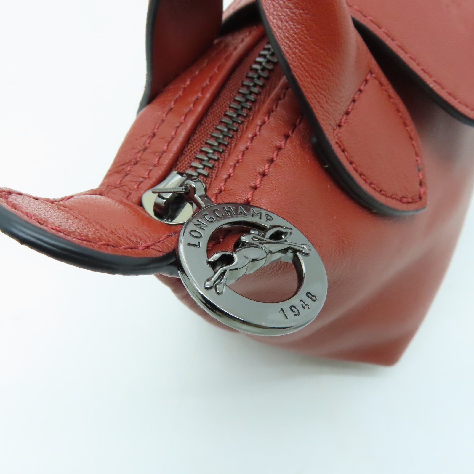 Longchamp 牛皮皮革2 Way Shoulder銀扣手挽肩背兩用袋啡色