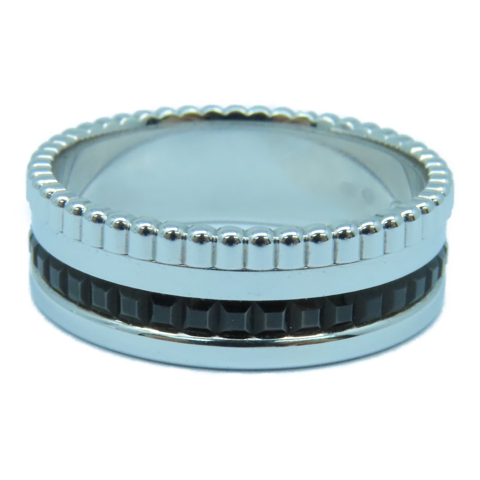 Boucheron 18K白金Quatre Classique戒指銀色/黑色US#7.75