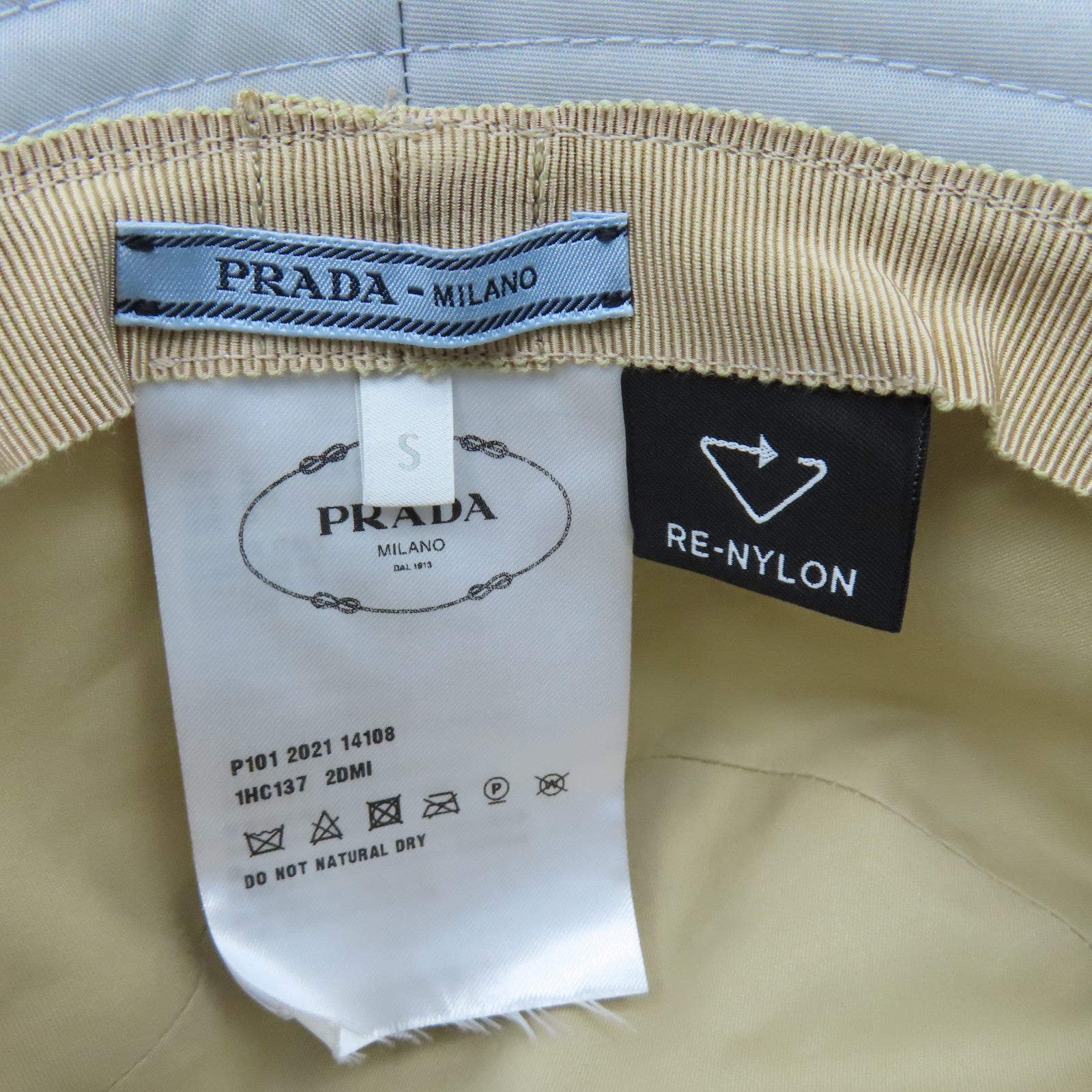 PRADA 尼龍Bagged Hat Small帽子灰藍色