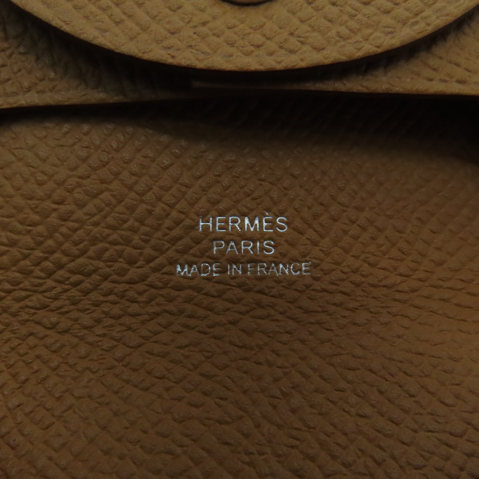 HERMES Veau Epsom皮革Bastia银扣零钱包金色