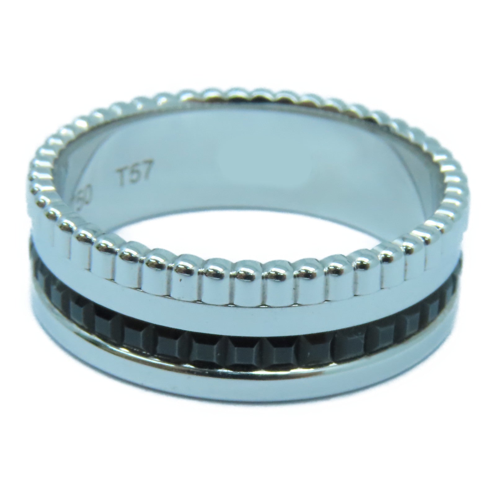 Boucheron 18K白金Quatre Classique戒指銀色/黑色US#7.75