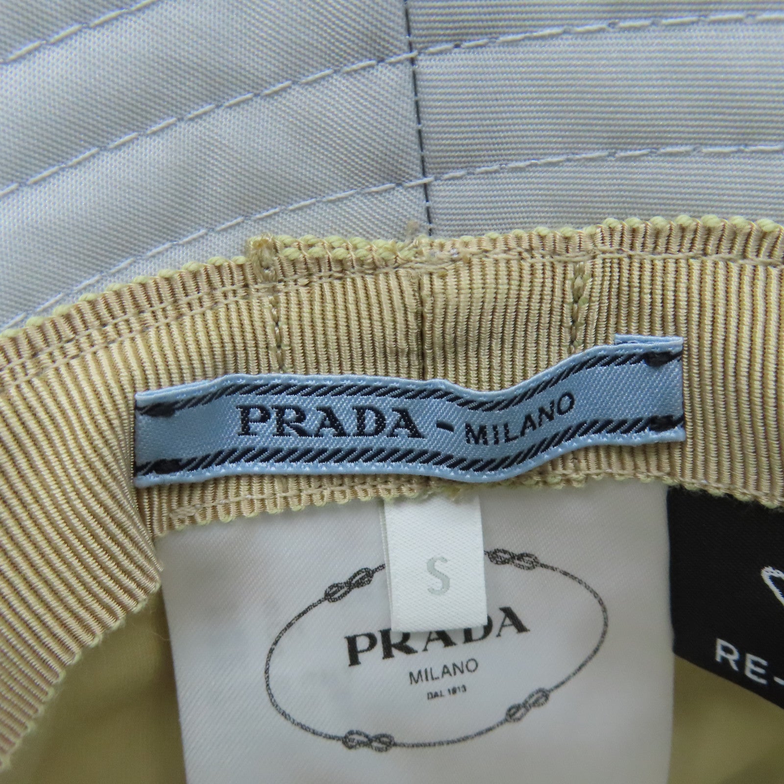 PRADA 尼龍Bagged Hat Small帽子灰藍色