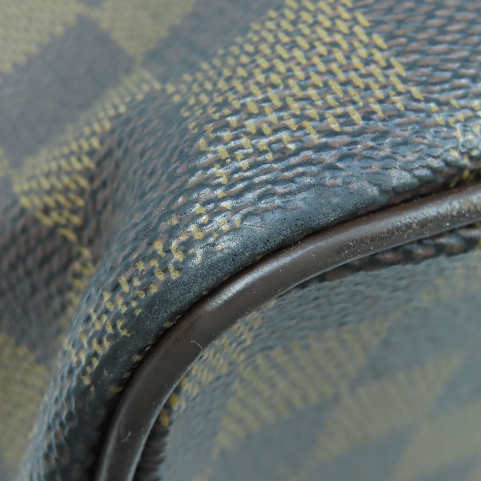 LOUIS VUITTON Damier Ebene Saleya MM金扣手挽袋棕色