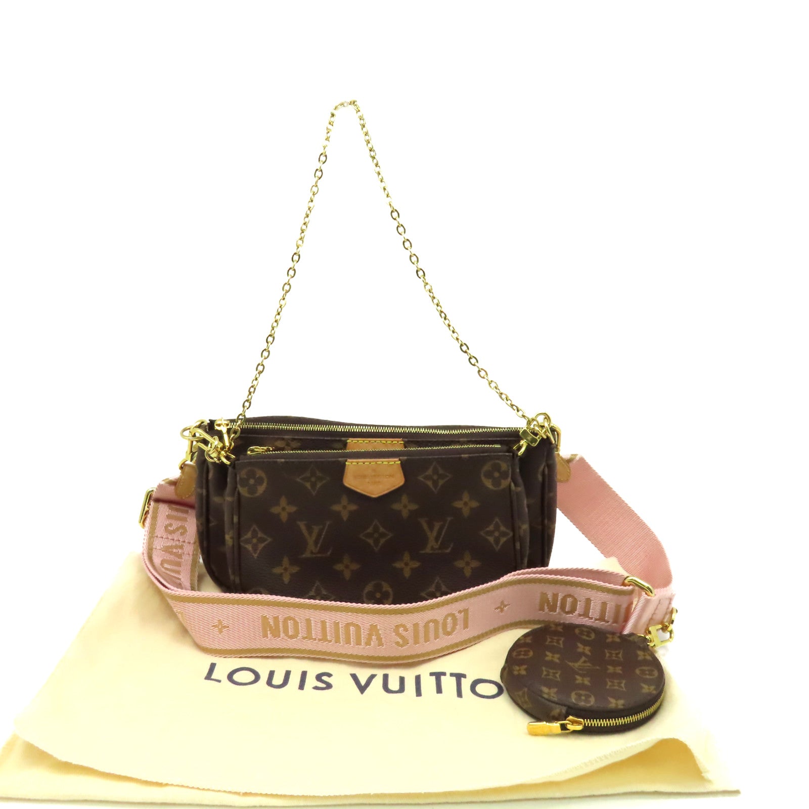 LOUIS VUITTON Monogram Multi Pochette Accessoires手挽肩背兩用袋啡色