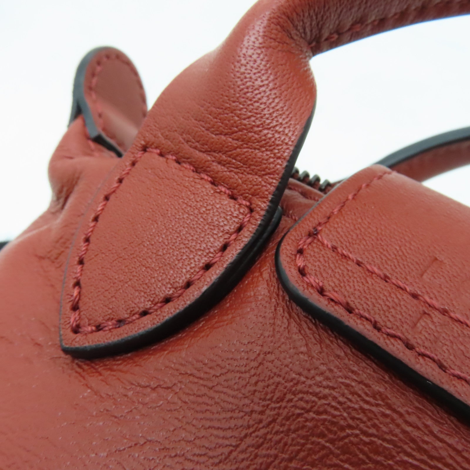 Longchamp 牛皮皮革2 Way Shoulder銀扣手挽肩背兩用袋啡色