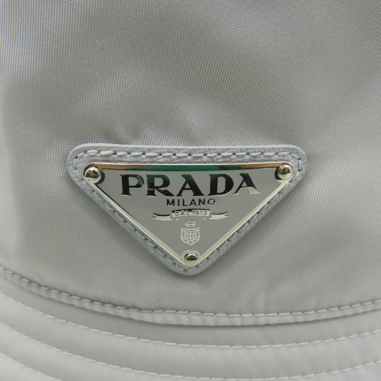 PRADA 尼龍Bagged Hat Small帽子灰藍色
