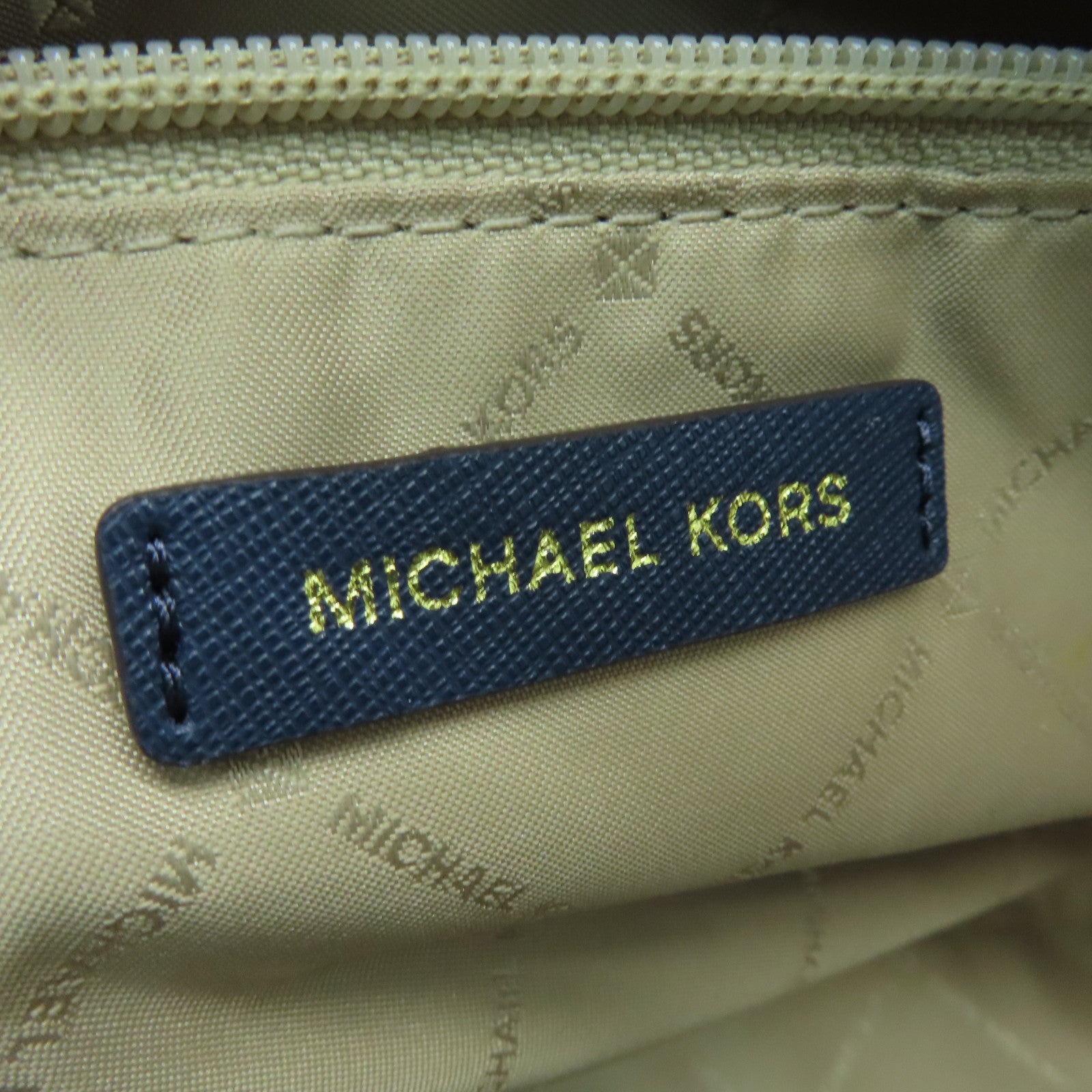 Michael Kors Saffiano Leather Shoulder Bag Gold Buckle Blue