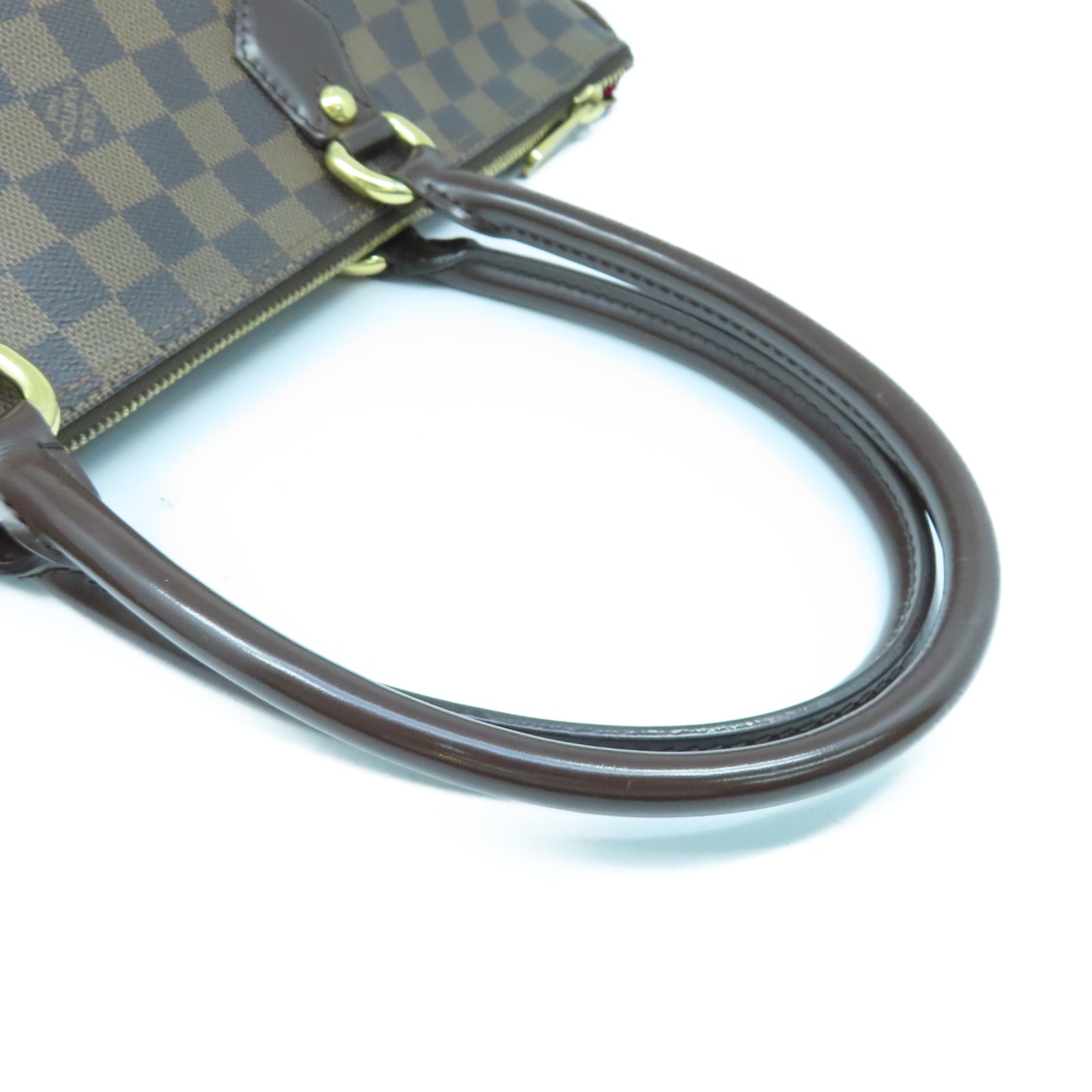 LOUIS VUITTON Damier Ebene Saleya MM金扣手挽袋棕色