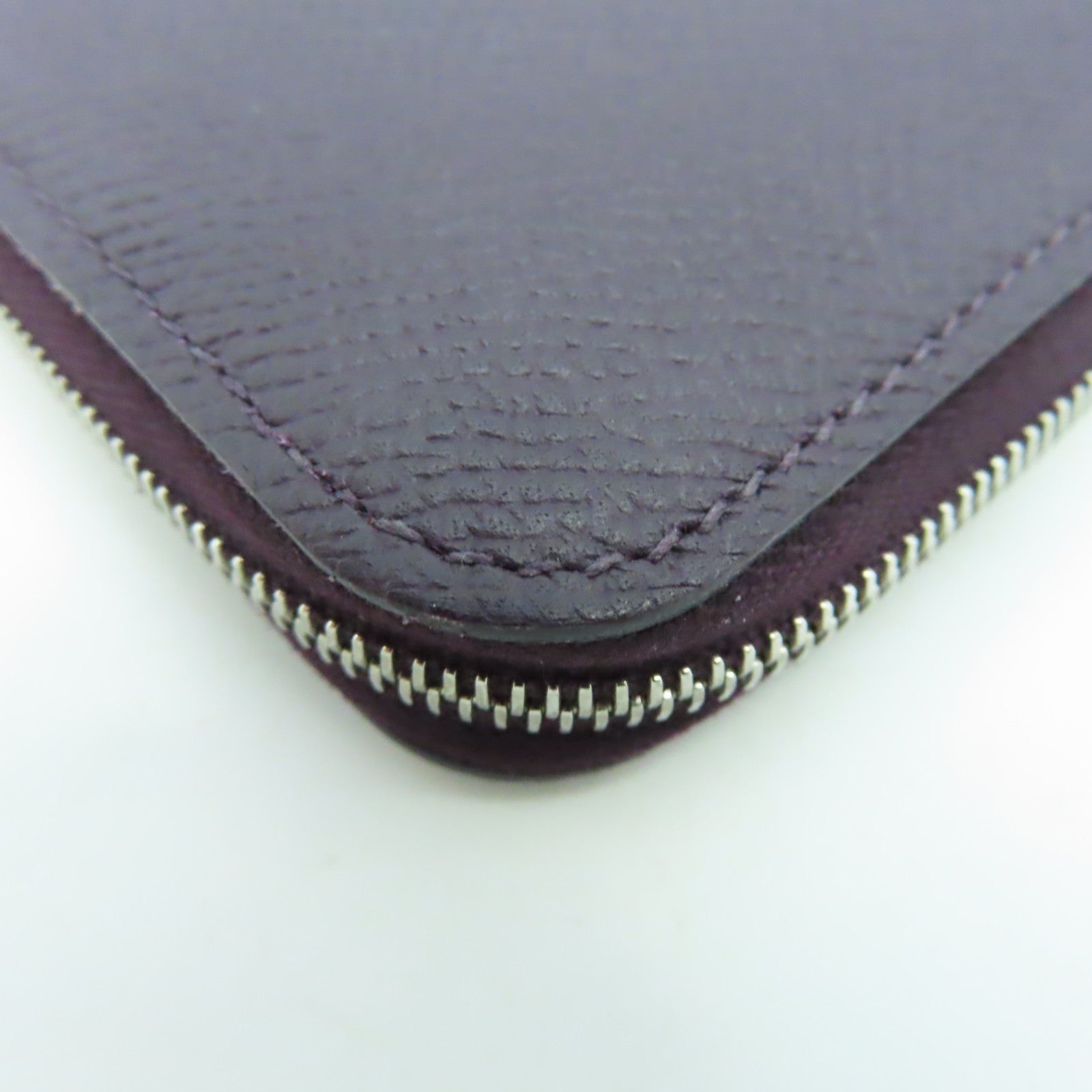 HERMES Veau Epsom皮革Silkin Wallet银扣钱包葡萄紫色