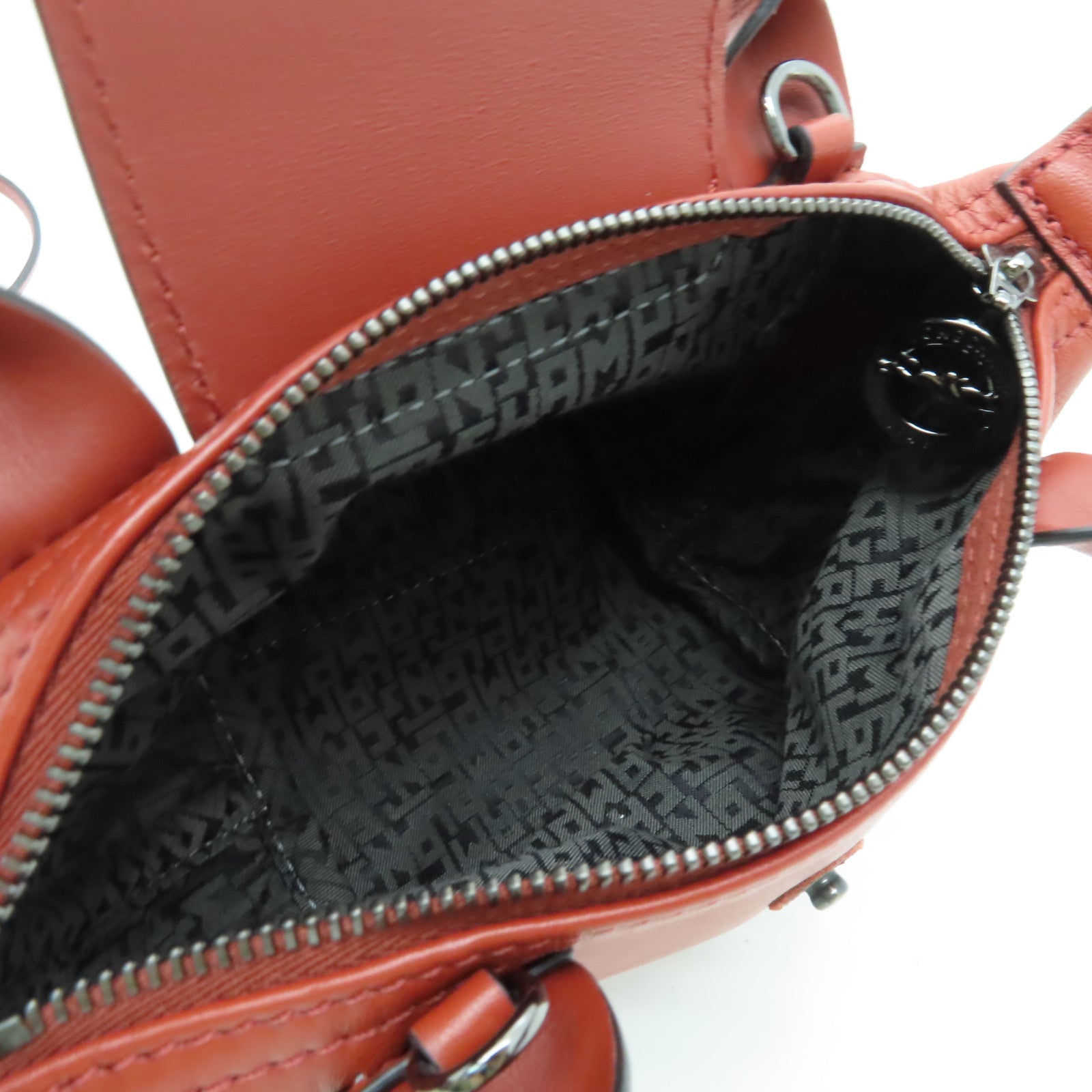 Longchamp 牛皮皮革2 Way Shoulder銀扣手挽肩背兩用袋啡色