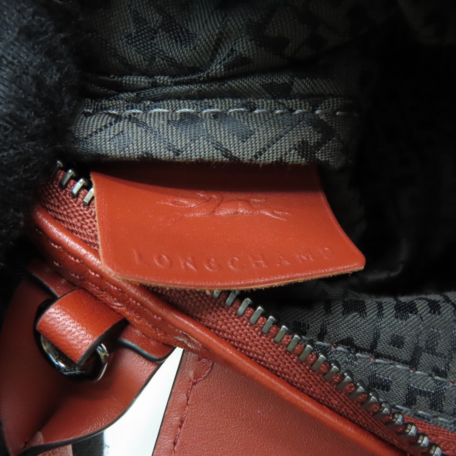 Longchamp 牛皮皮革2 Way Shoulder銀扣手挽肩背兩用袋啡色