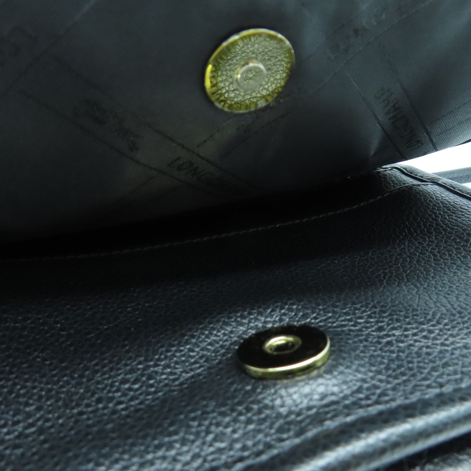 Longchamp cowhide leather Shoulder Bag gold buckle shoulder bag black