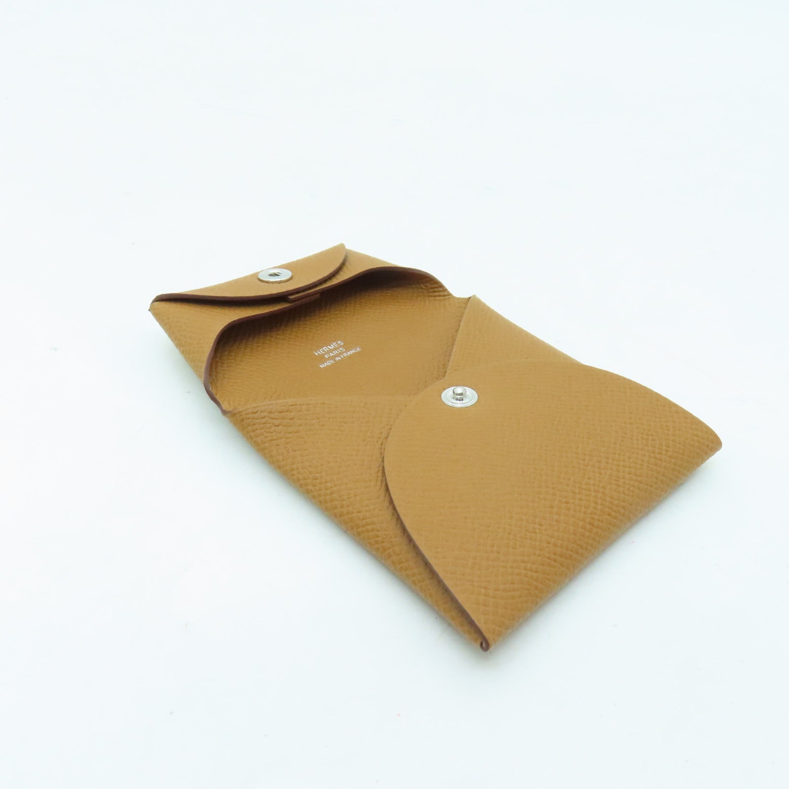 HERMES Veau Epsom皮革Bastia银扣零钱包金色