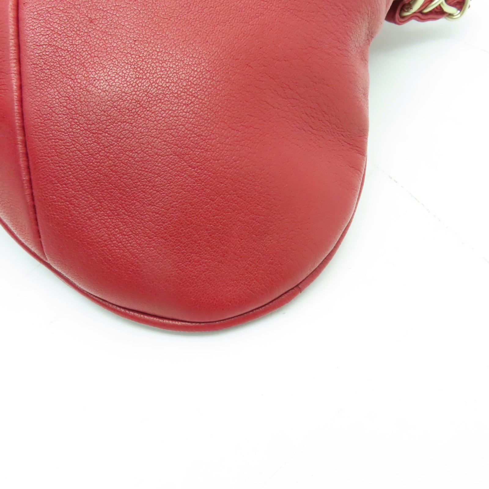 CHANEL 羊皮皮革Chain Shoulder Bag金扣鏈帶肩背袋紅色