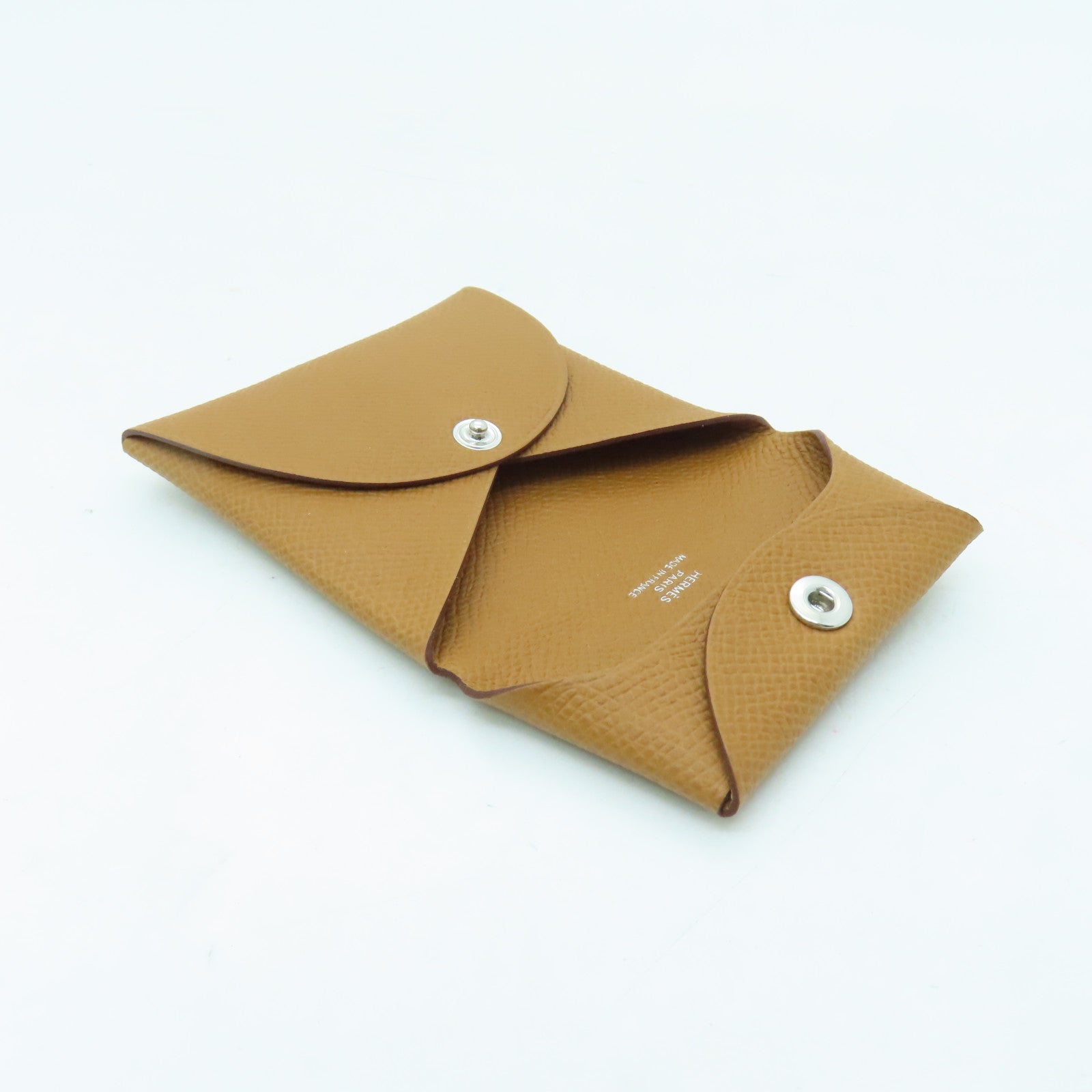 HERMES Veau Epsom皮革Bastia银扣零钱包金色
