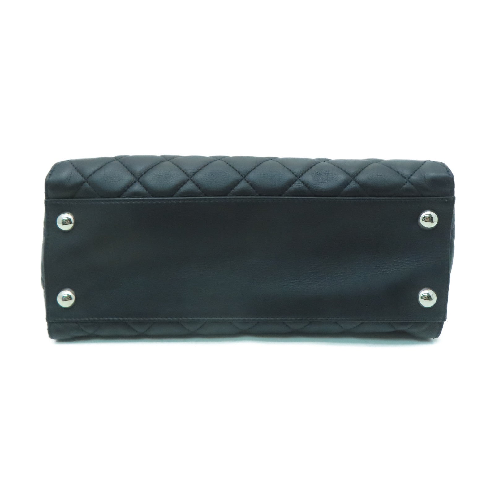 CHANEL 菱格牛皮皮革Shoulder Bag銀扣肩背袋黑色
