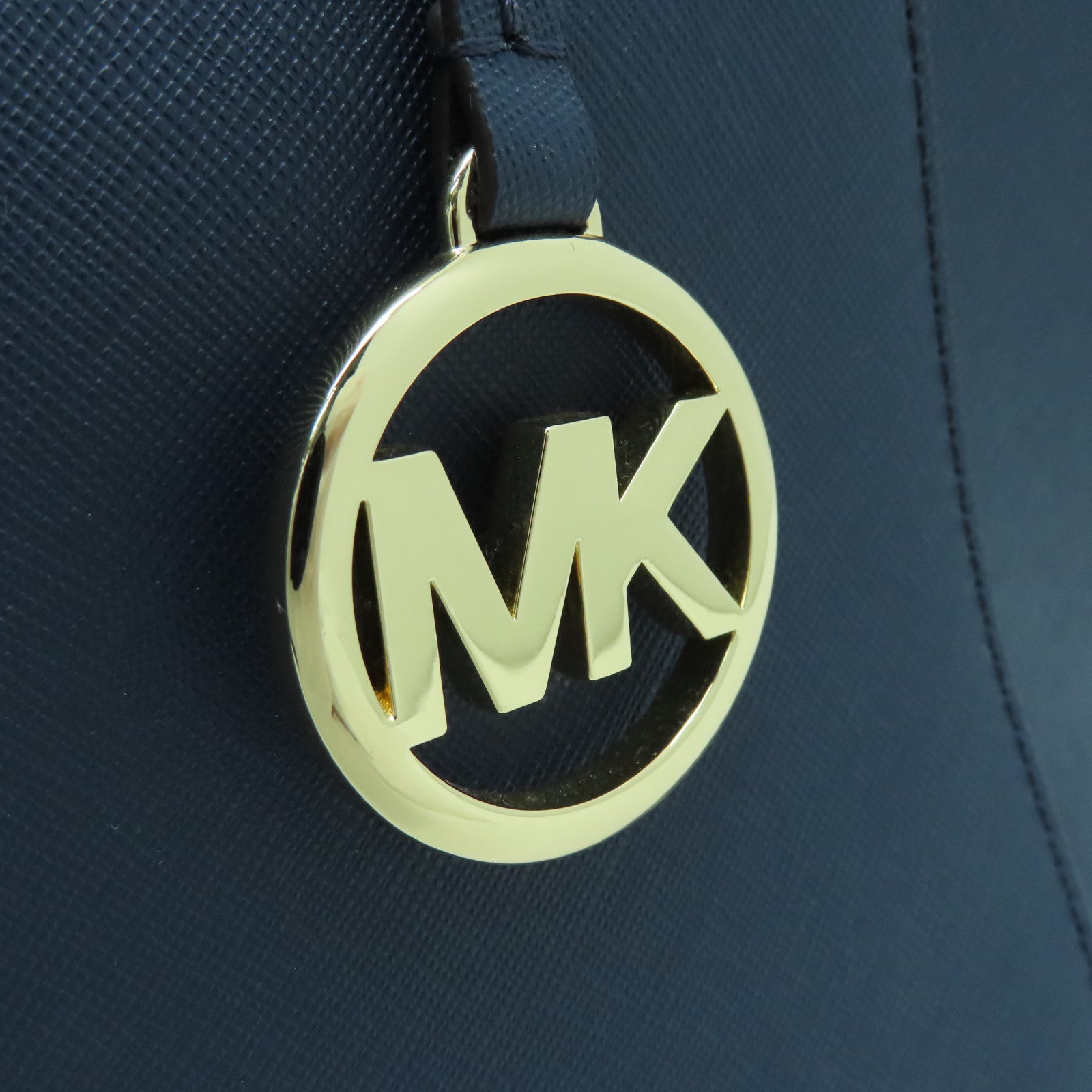 Michael Kors Saffiano Leather Shoulder Bag Gold Buckle Blue
