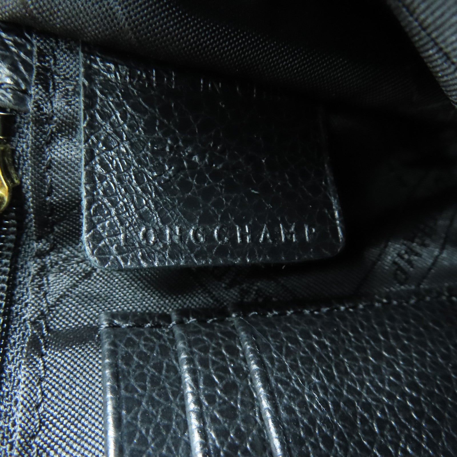 Longchamp cowhide leather Shoulder Bag gold buckle shoulder bag black