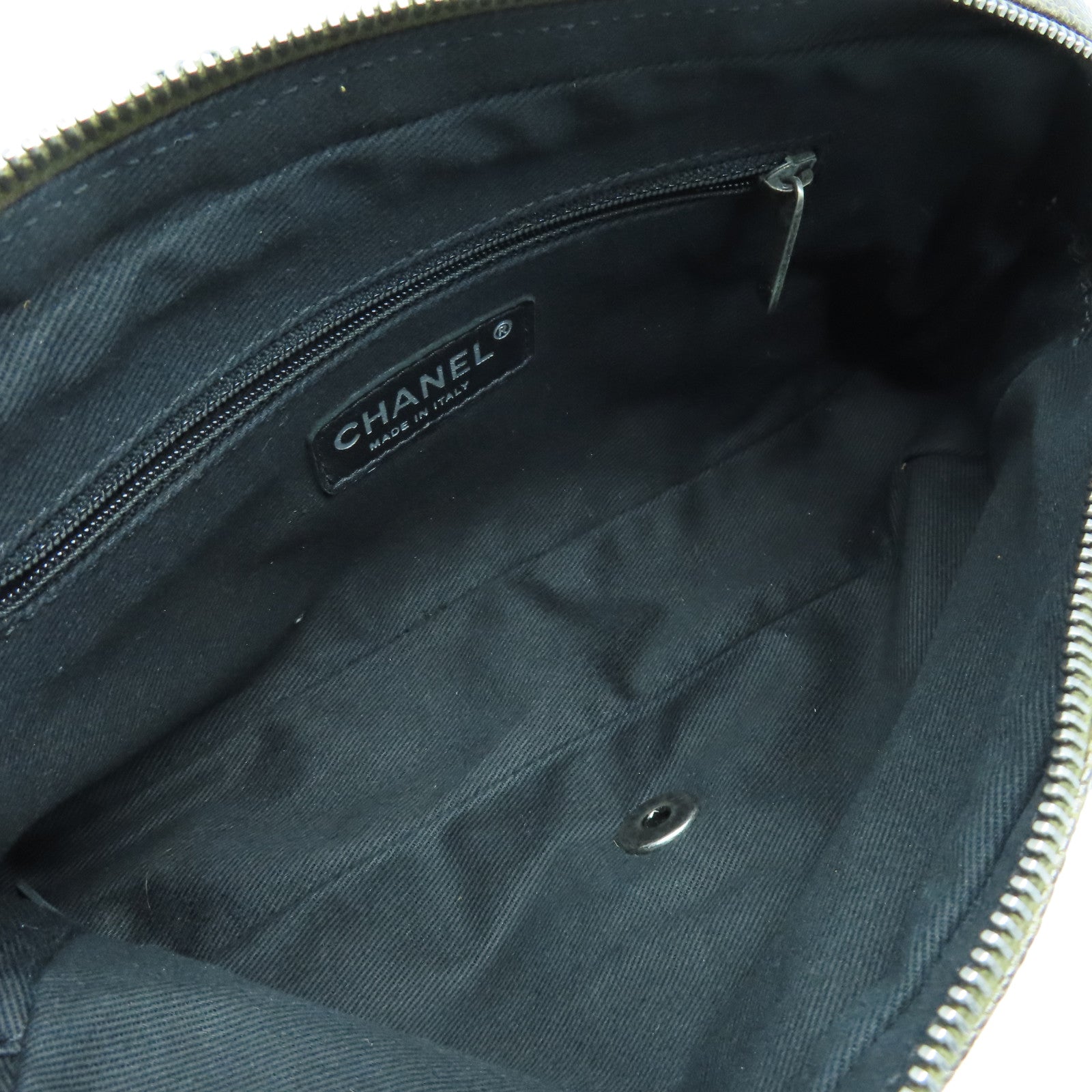 CHANEL 菱格Caviar皮革Chain Shoulder Bag银扣链带肩背袋啡色