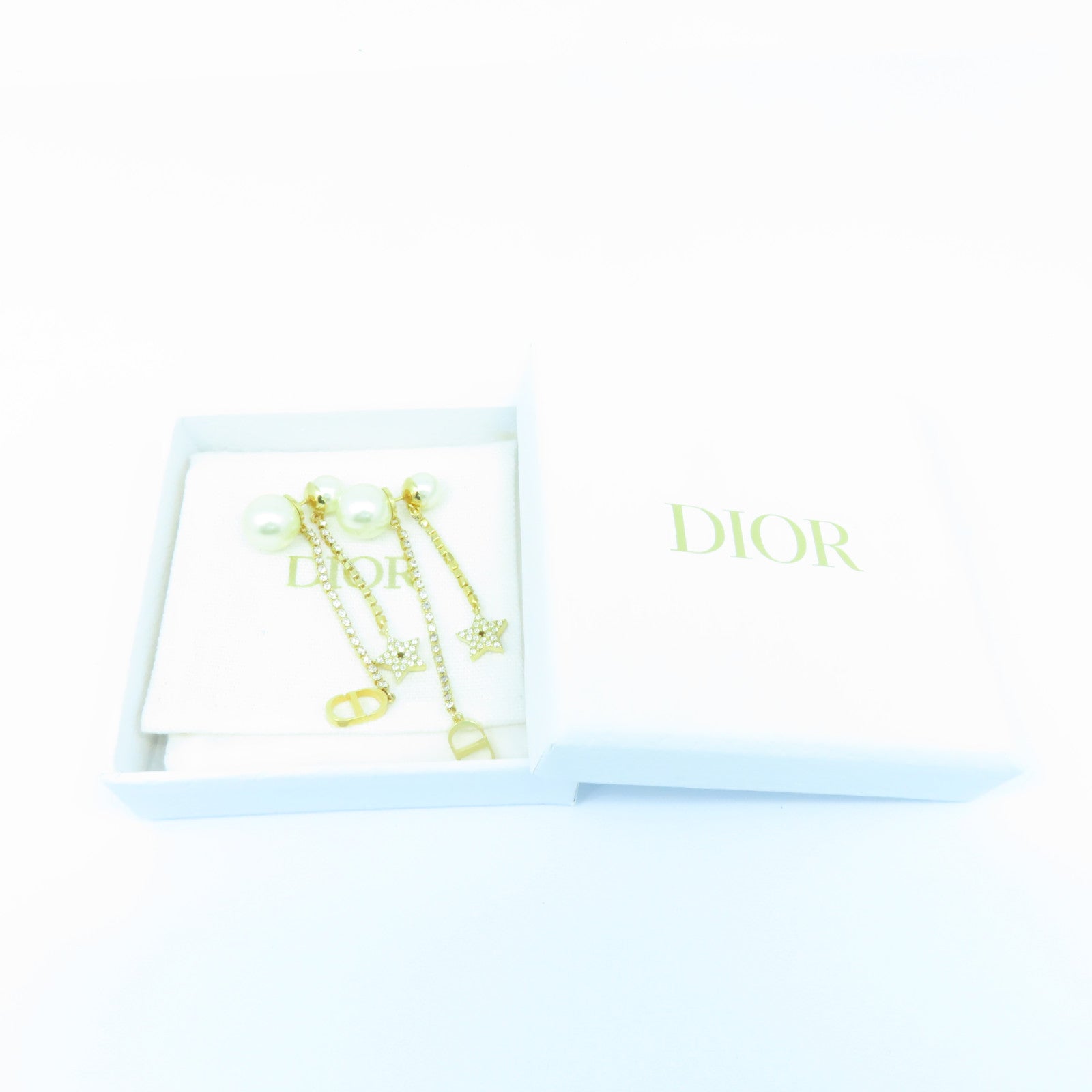 Dior 水晶Earrings耳環白色/金色