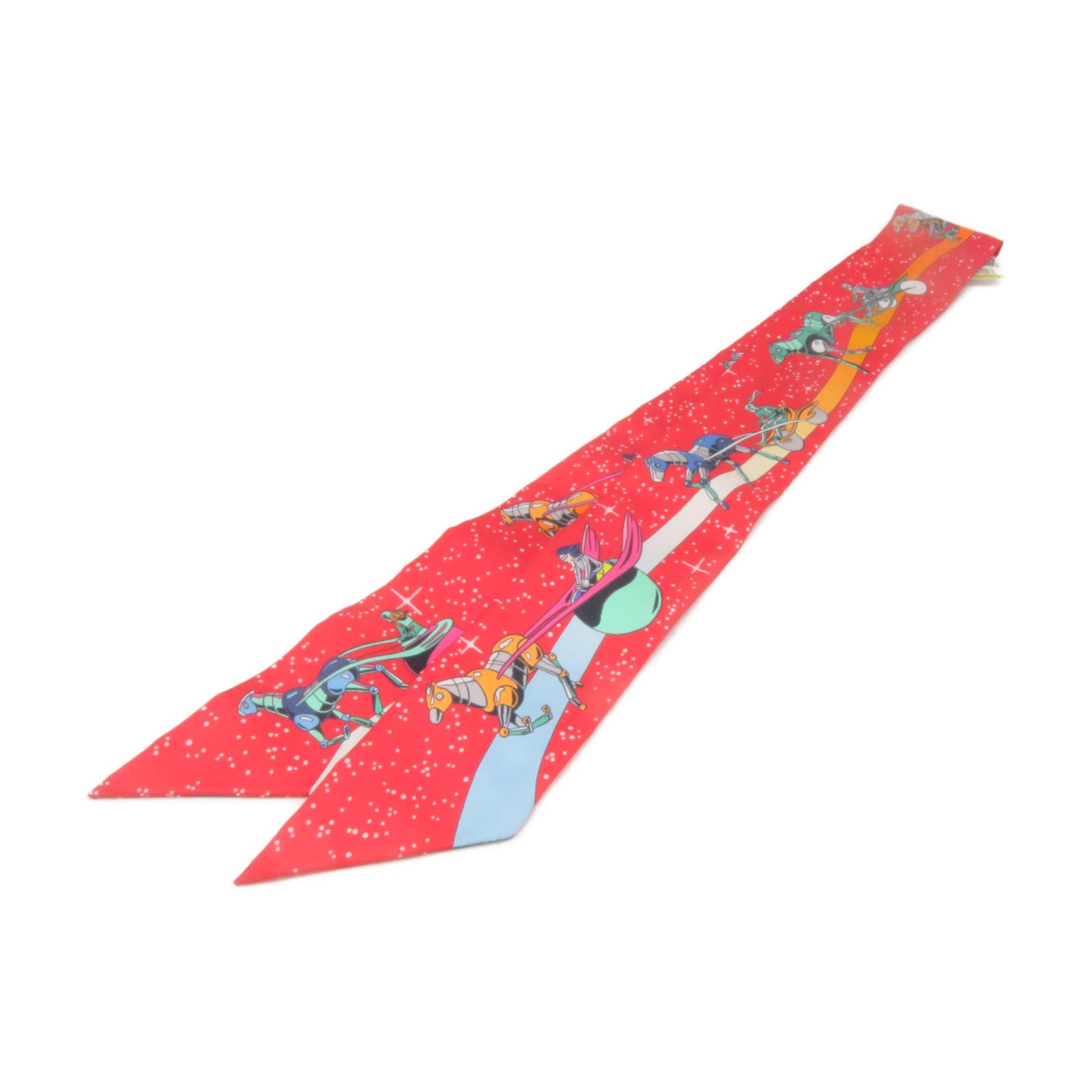 HERMES Silk Twilly Scarf Red/Color