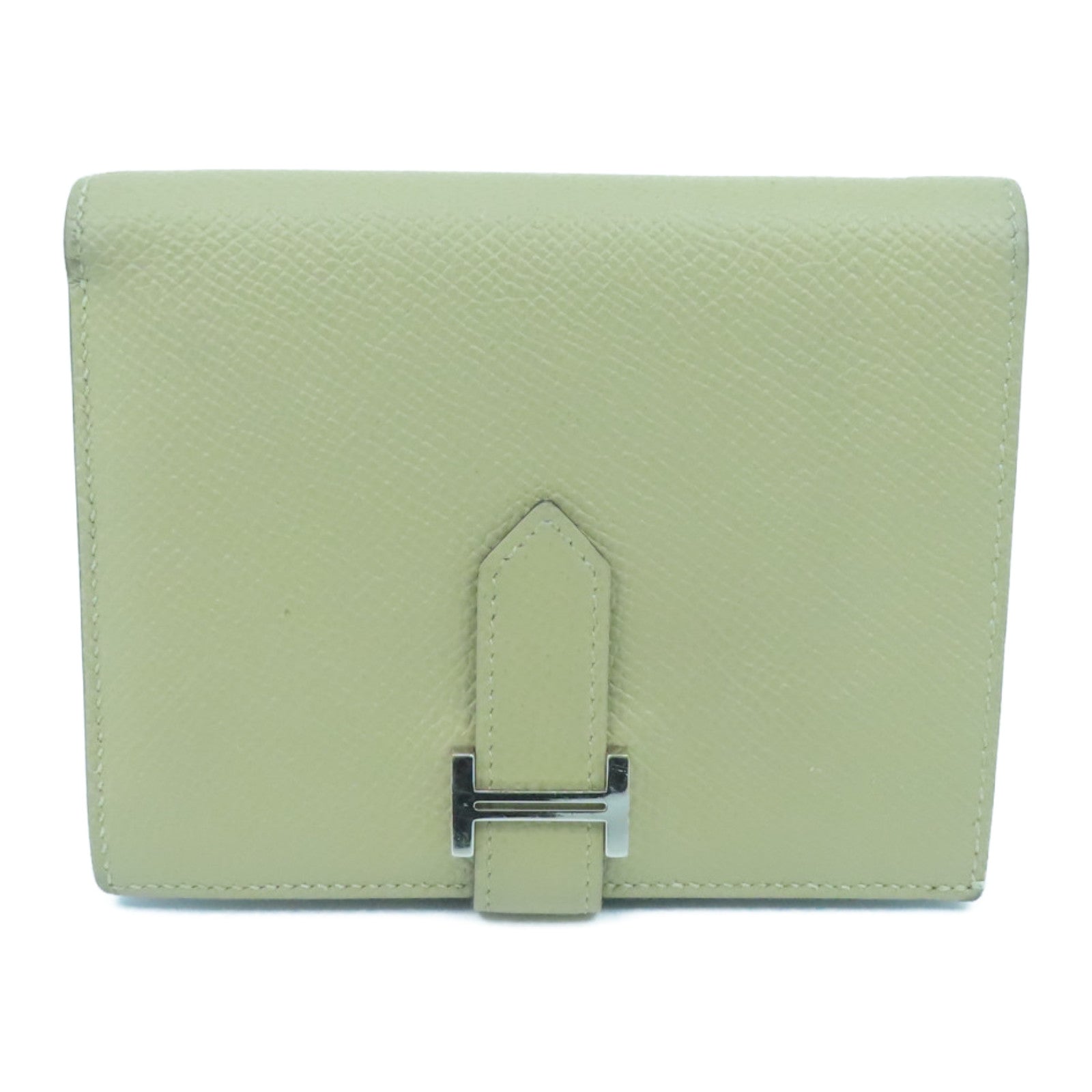 HERMES Epsom皮革Bearn Compact wallet银扣钱包Argile米色