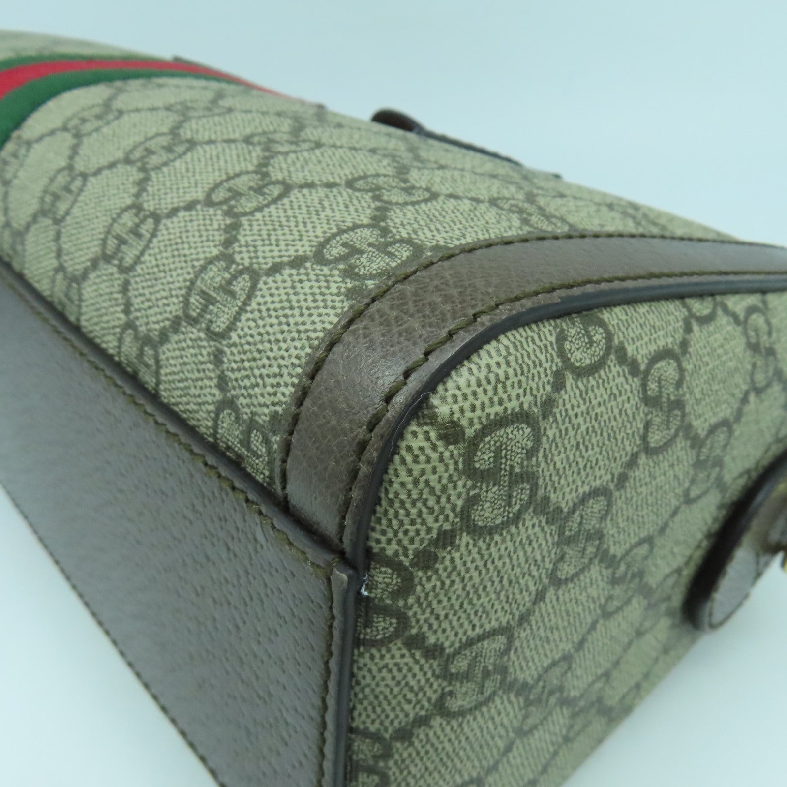 GUCCI 塗層帆布Ophidia GG Supreme金扣手挽肩背兩用袋啡色