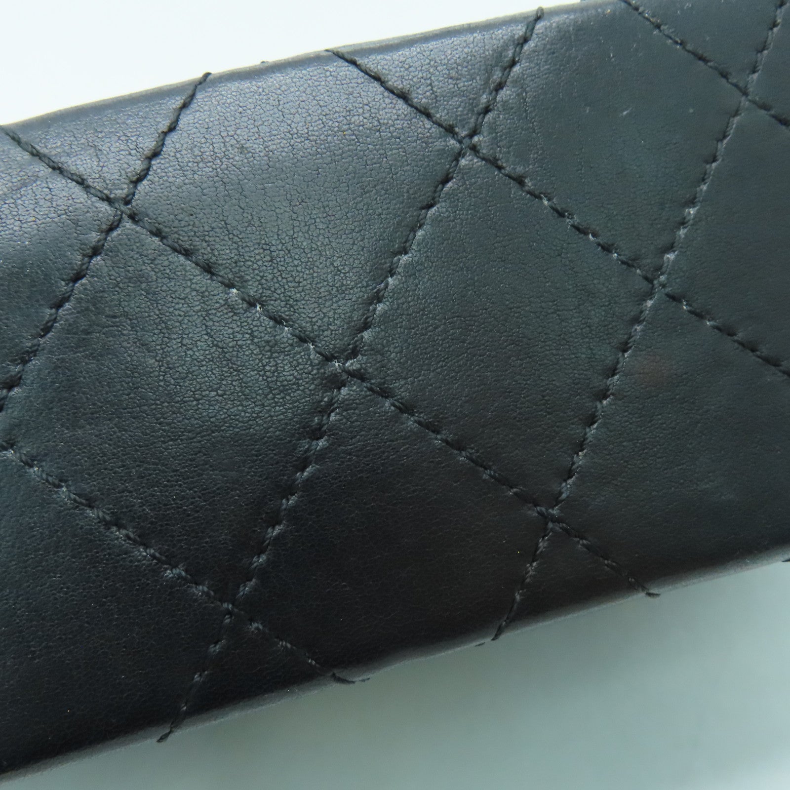 CHANEL 菱格羊皮皮革Chain Shoulder链带肩背袋金扣黑色