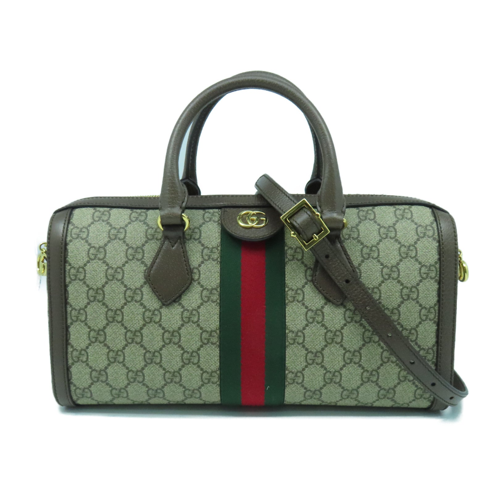 GUCCI 塗層帆布Ophidia GG Supreme金扣手挽肩背兩用袋啡色
