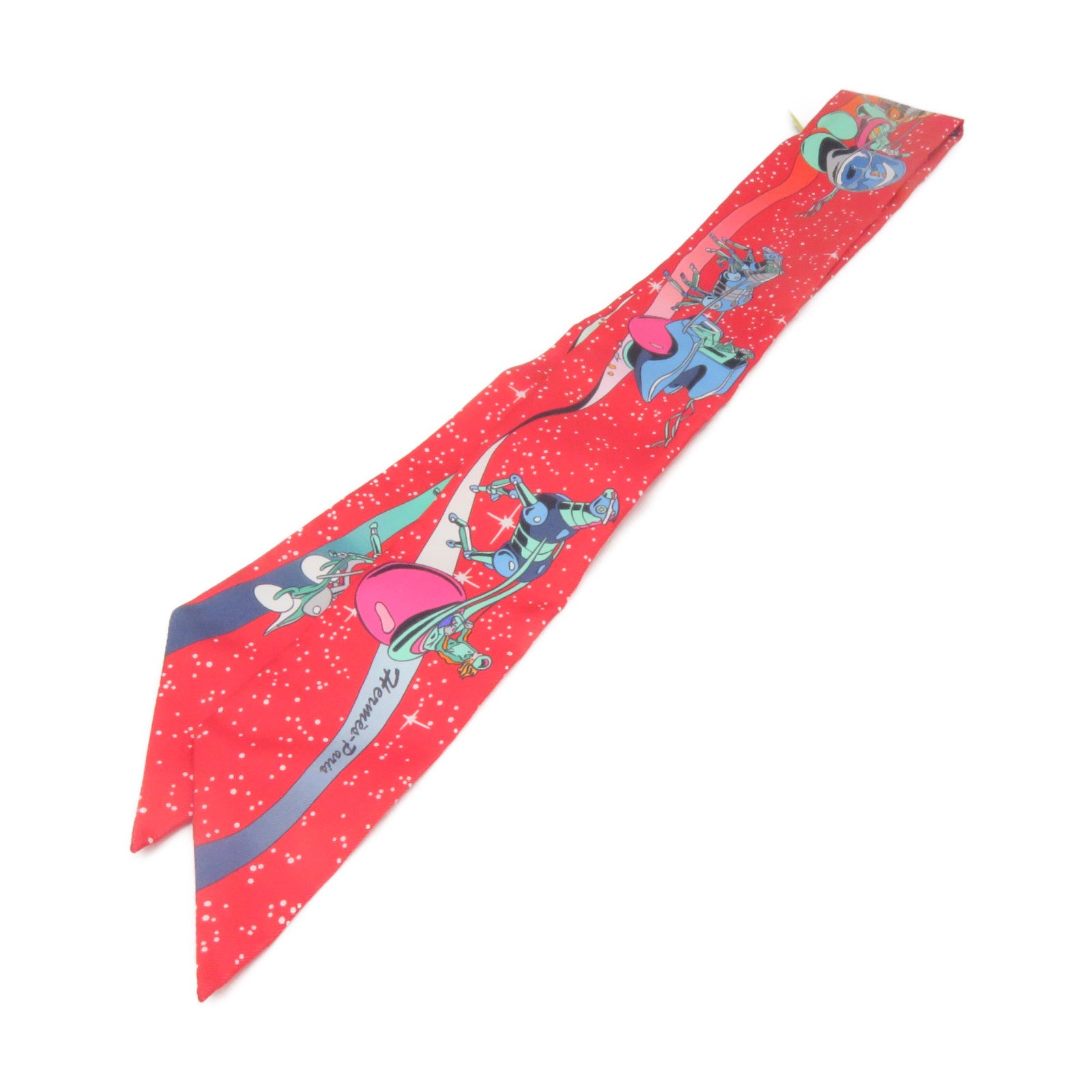 HERMES Silk Twilly Scarf Red/Color