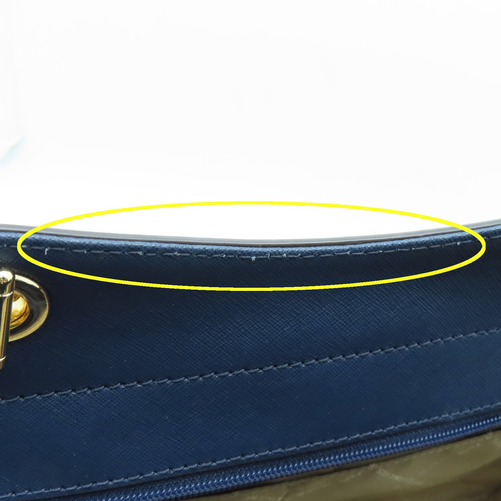 Michael Kors Saffiano Leather Shoulder Bag Gold Buckle Blue