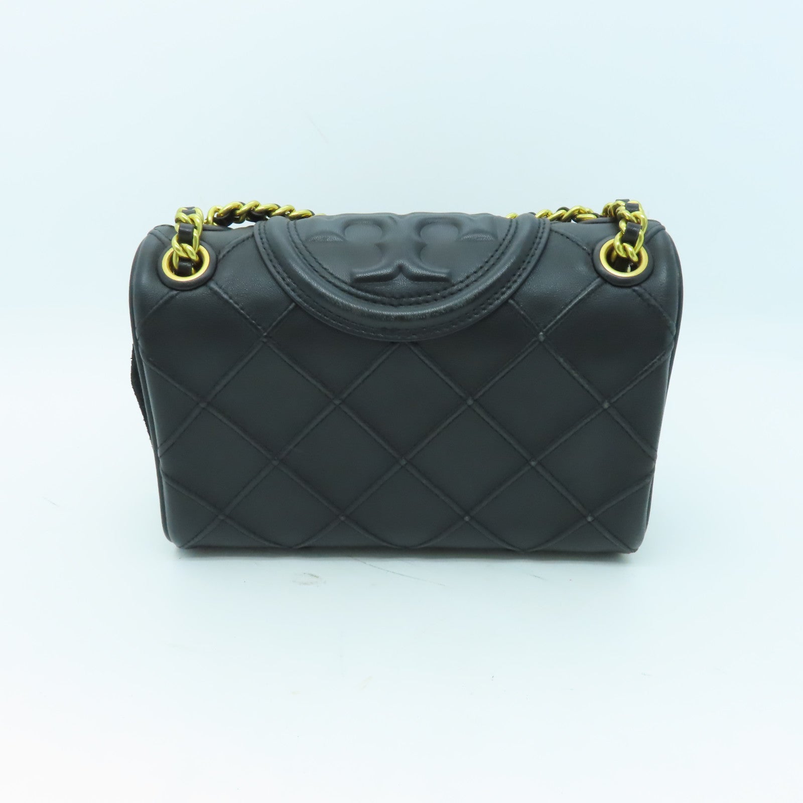 Tory Burch 牛皮皮革Chain Shoulder金扣鏈帶肩背袋黑色