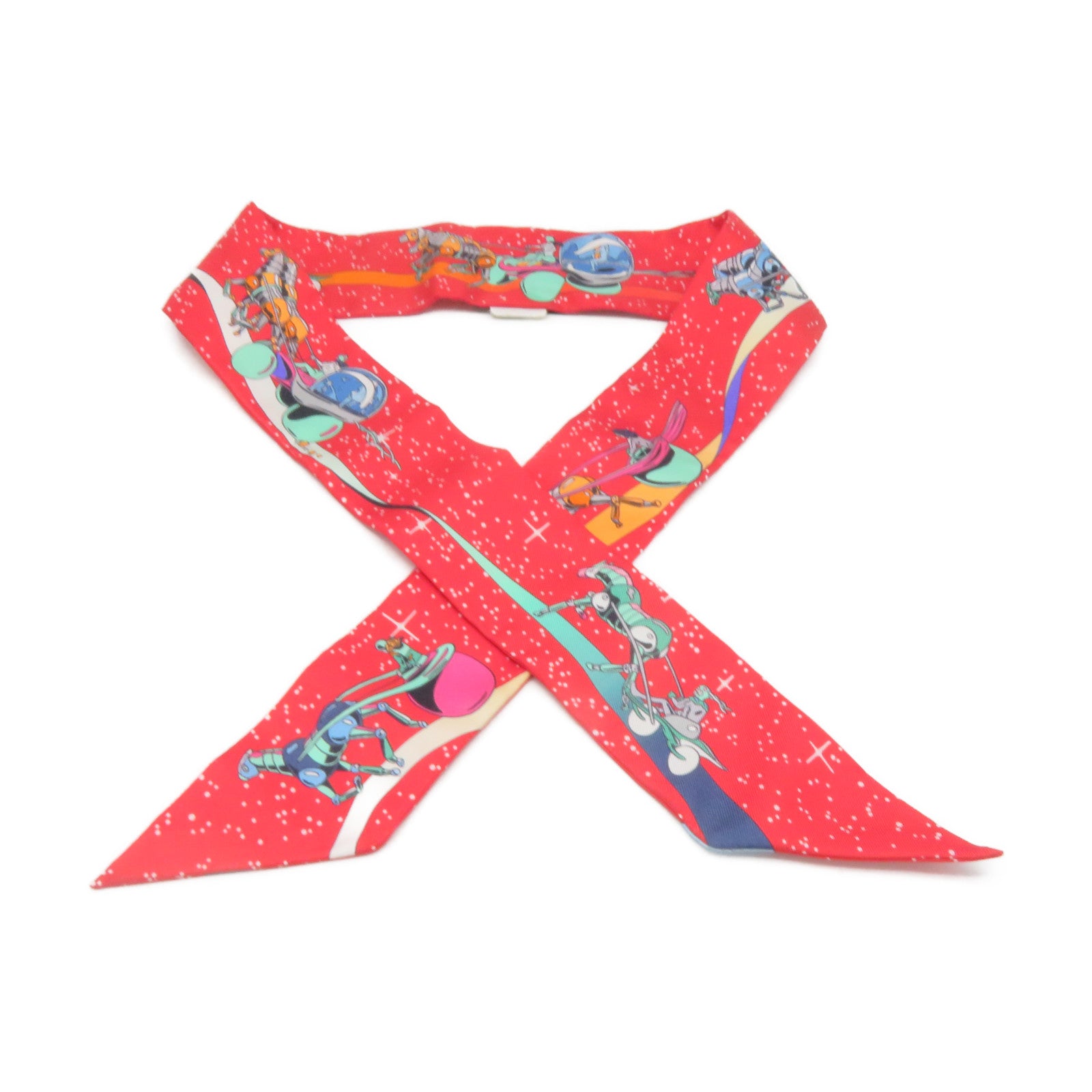 HERMES Silk Twilly Scarf Red/Color