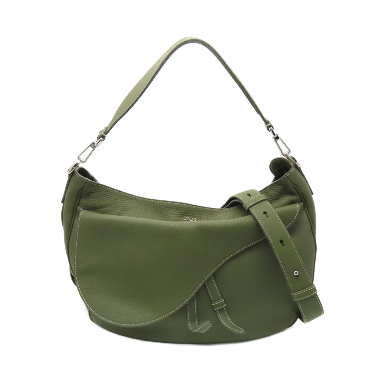 Dior 【激減優惠】牛皮皮革Shoulder Bag銀扣肩背袋綠色