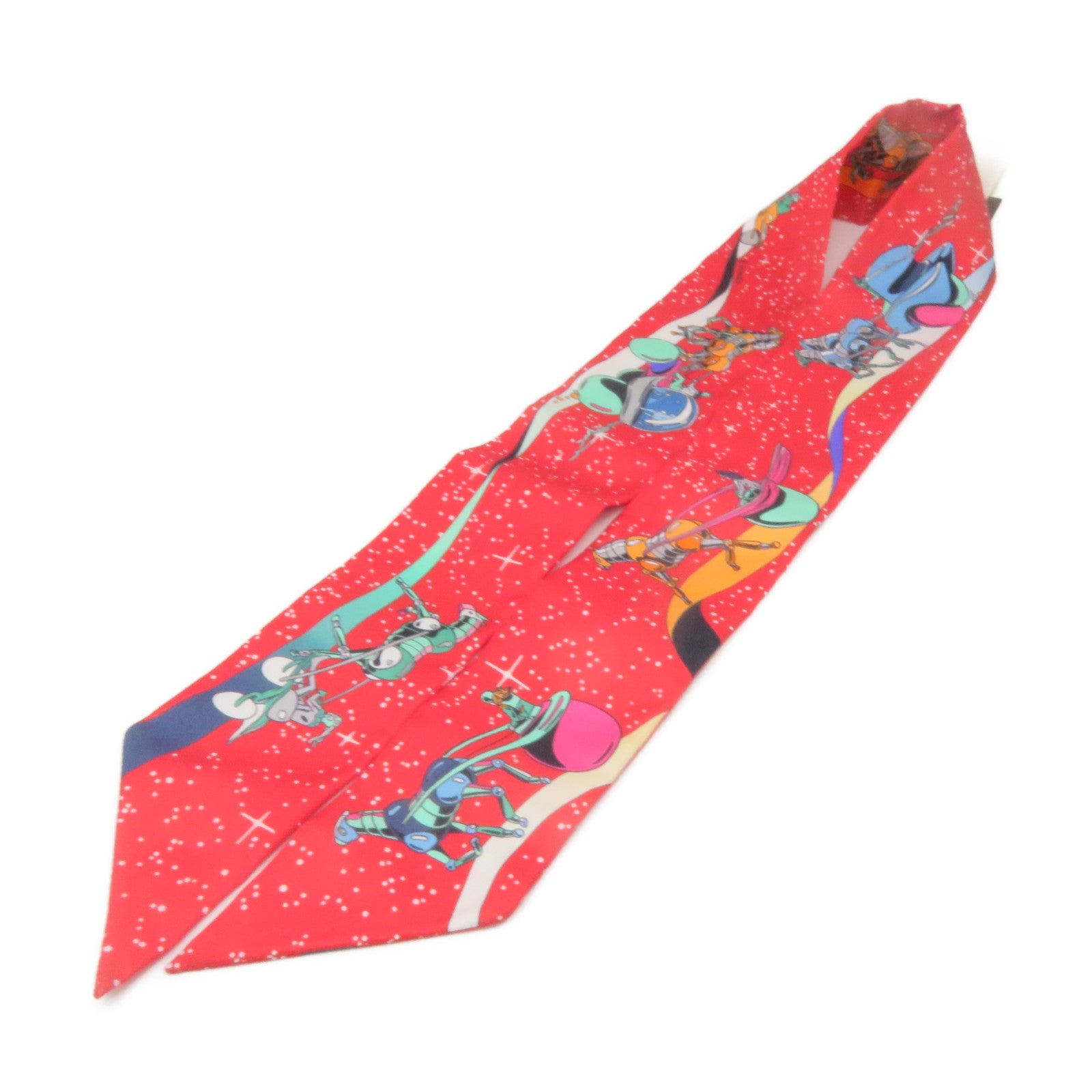 HERMES Silk Twilly Scarf Red/Color