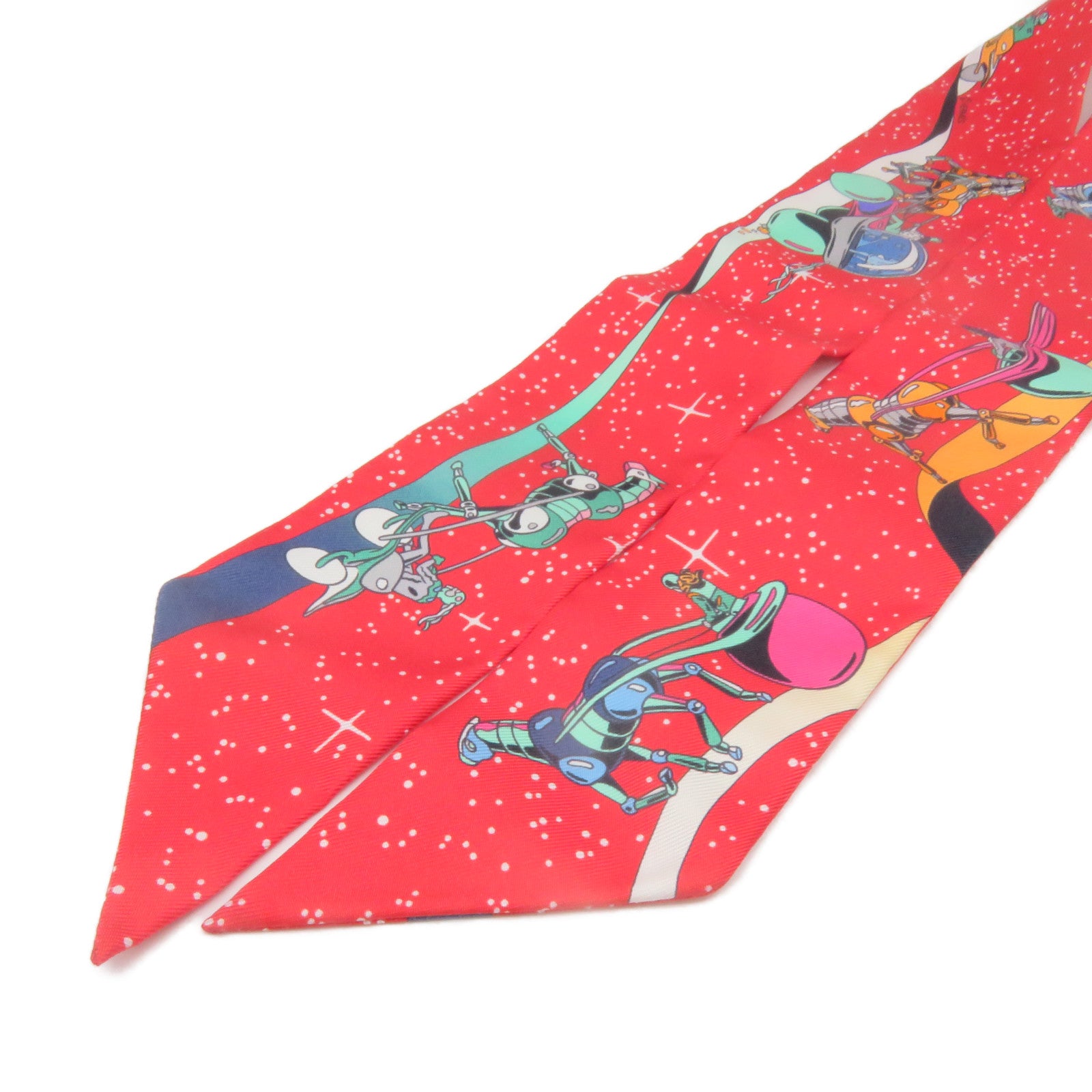 HERMES Silk Twilly Scarf Red/Color