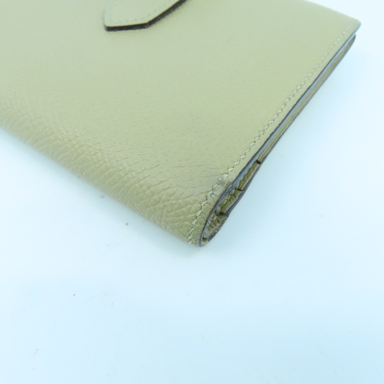 HERMES Epsom皮革Bearn Compact wallet银扣钱包Argile米色