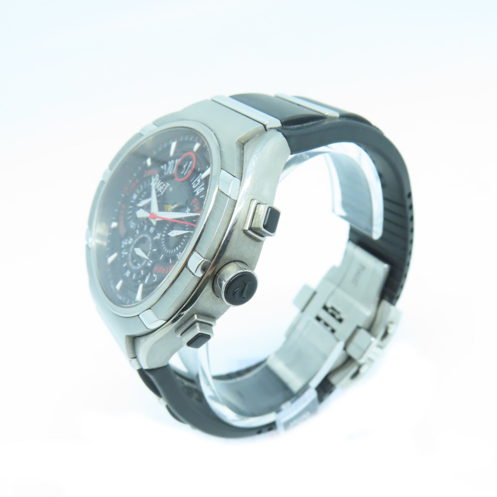 PIAGET Polo FortyFive 45mm Stainless Steel Watch Automatic Movement Black/Red