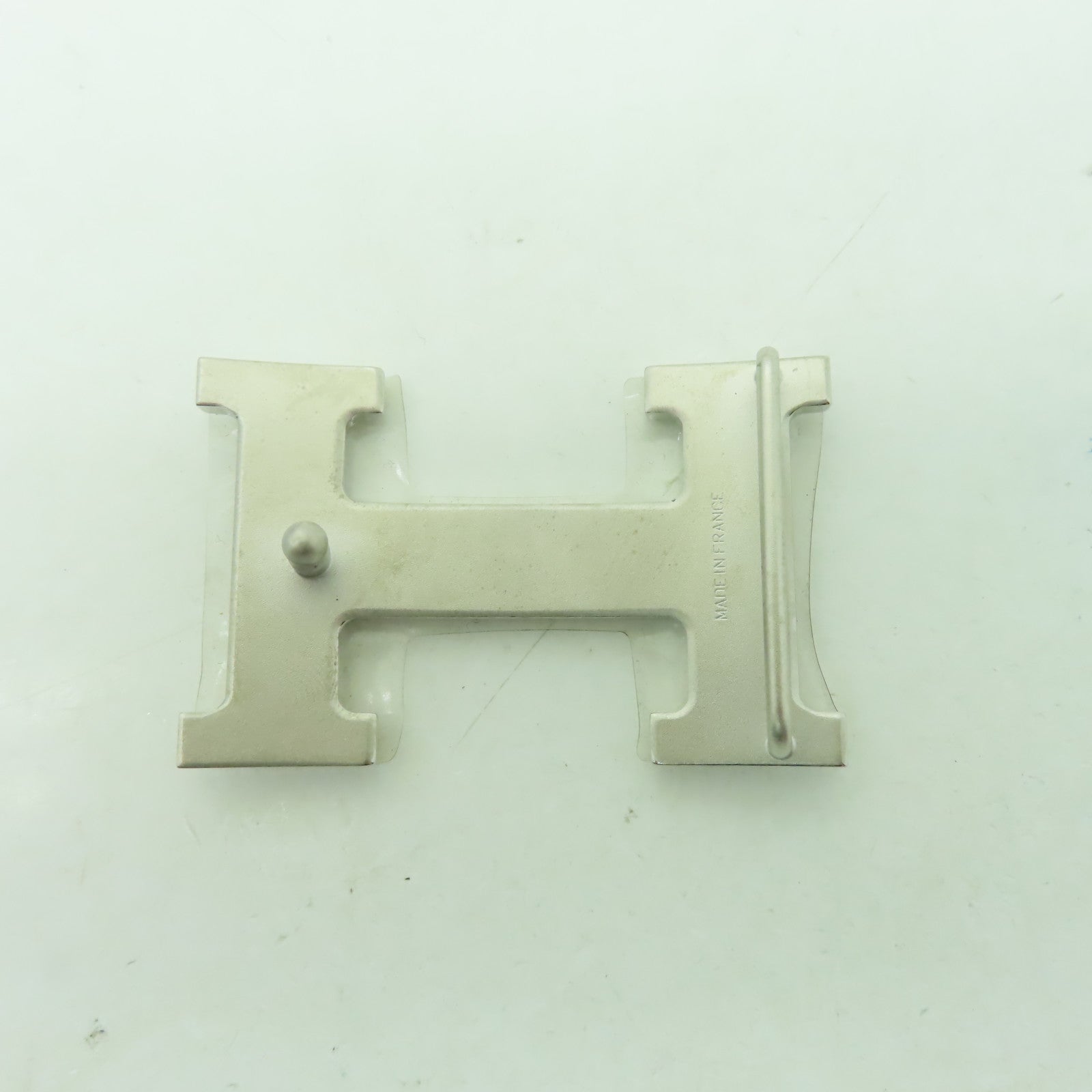 HERMES Veau Epsom皮革Belt銀扣皮帶灰水藍色