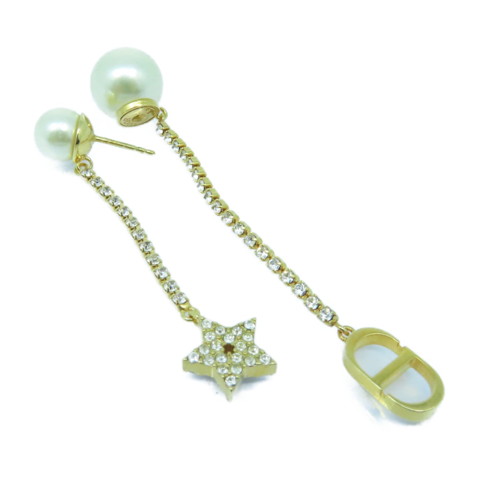 Dior 水晶Earrings耳環白色/金色