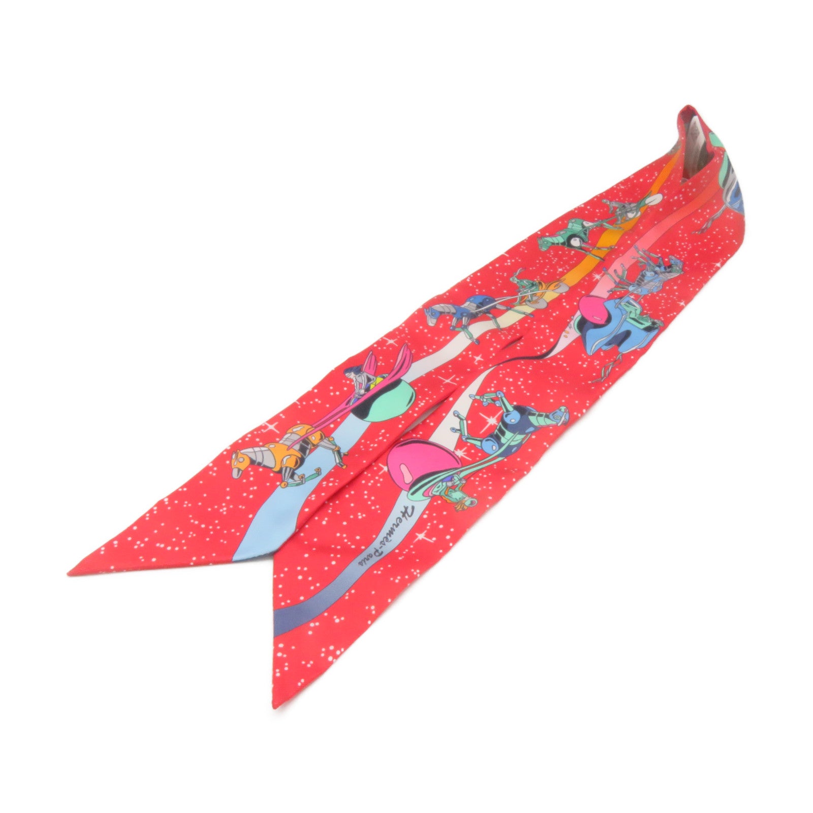 HERMES Silk Twilly Scarf Red/Color