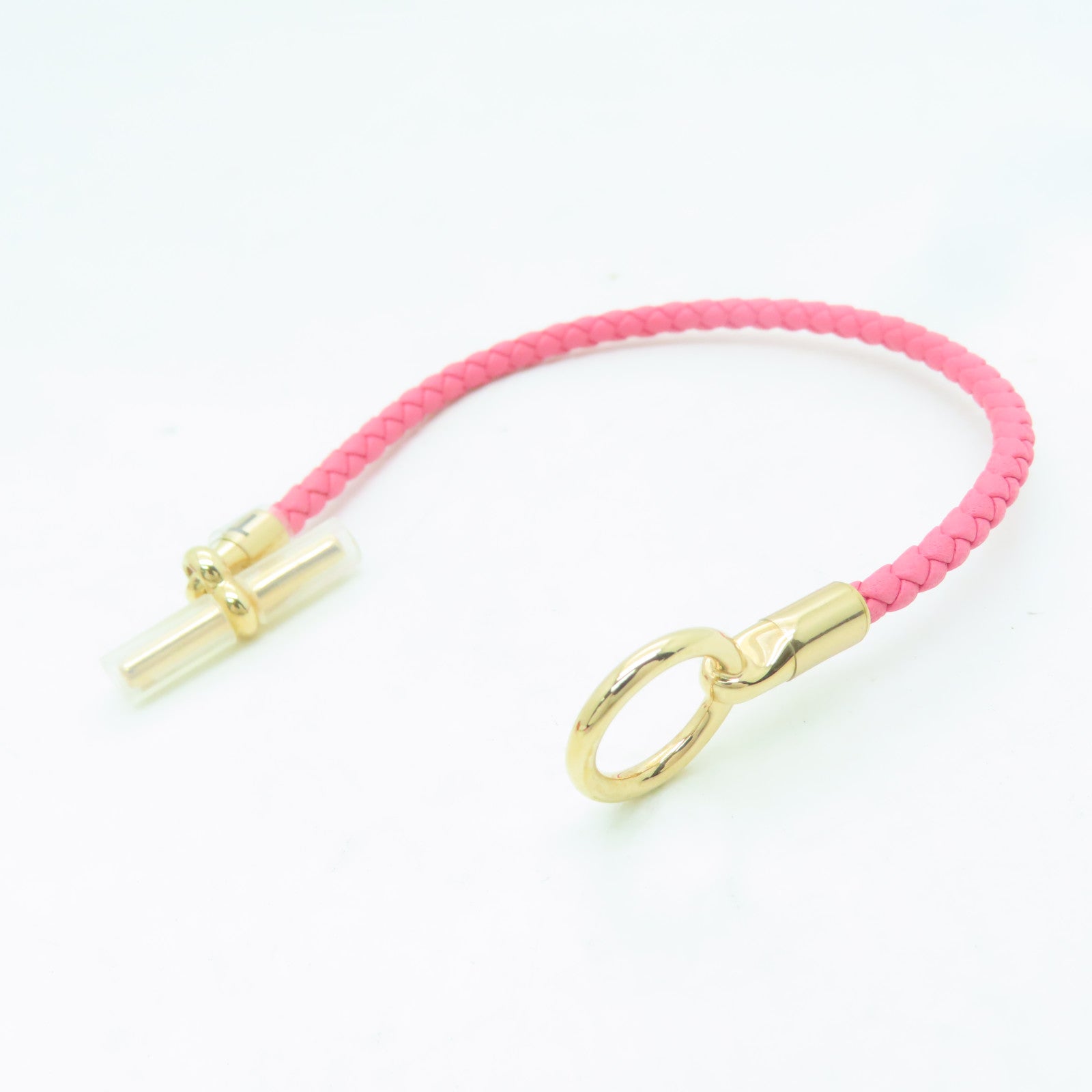 HERMES Swift皮革Glenan Bracelet金扣手鐲粉紅色