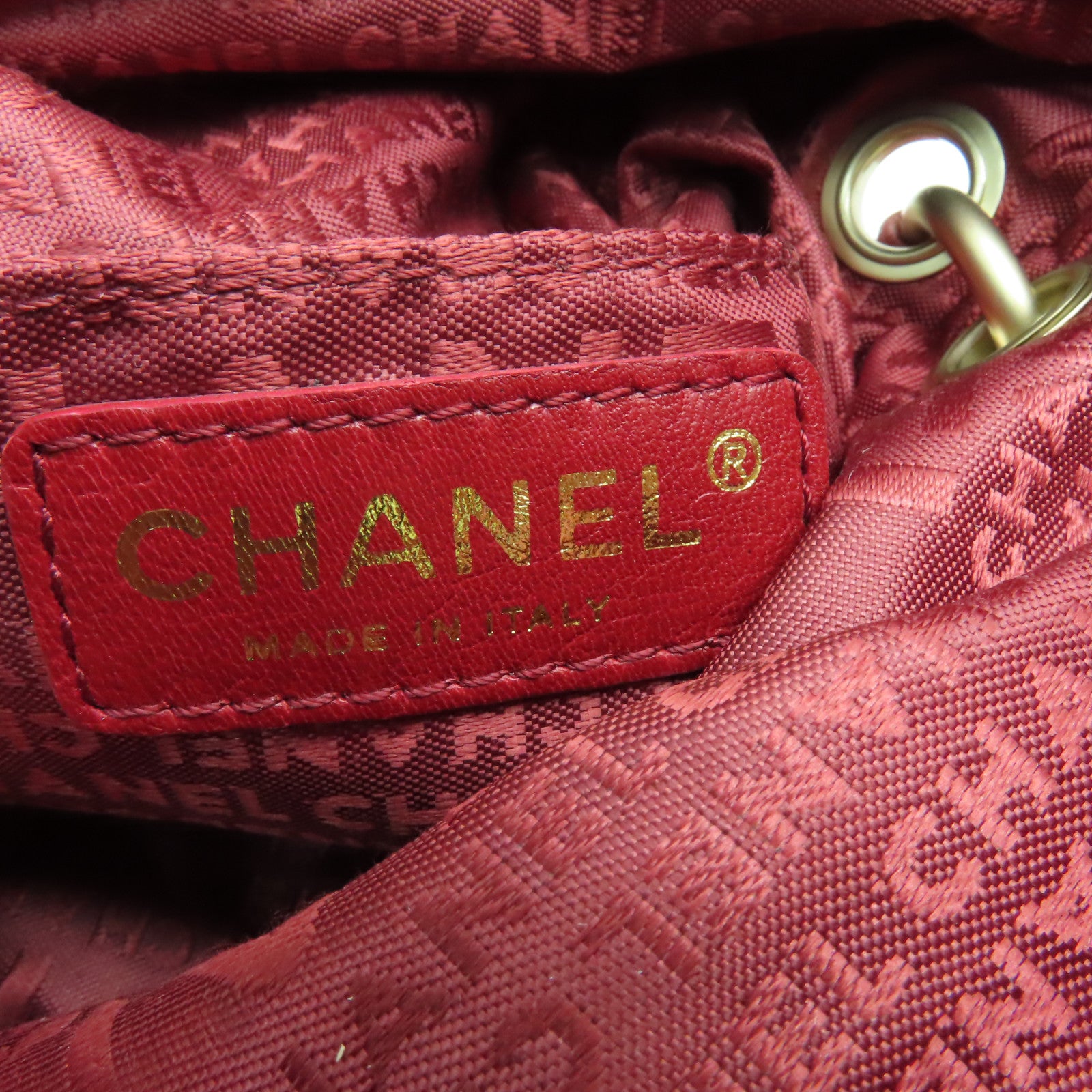 CHANEL 羊皮皮革Chain Shoulder Bag金扣鏈帶肩背袋紅色